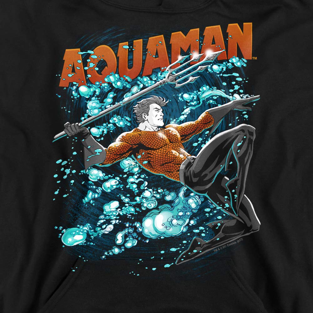 Trevco JLA Aqua Bubbles Unisex Youth Pullover Hoodie - DC Comics Superhero Graphic Sweatshirt for Kids & Teens - Perfect for School, Casual Wear & Superhero Fans