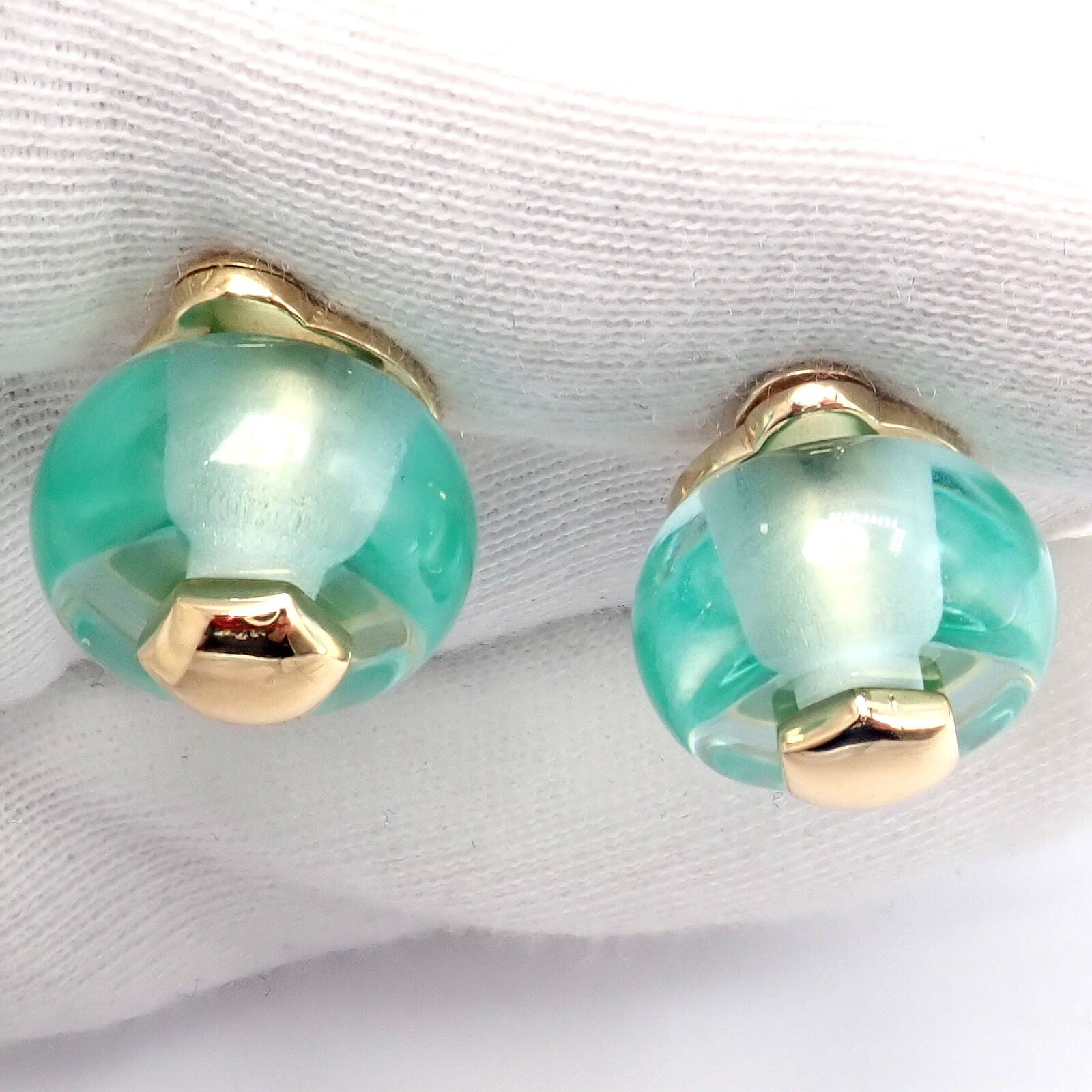 Authentic Vintage Marina B 18k Yellow Gold Pneu Crystal Earrings - Luxury Jewelry for Women, Perfect for Parties, Weddings & Special Occasions