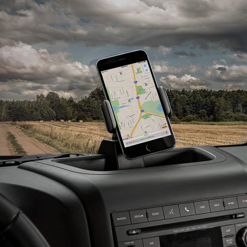 Jeep JK Phone Holder Mount with Storage Tray - Universal Dashboard Car Mount Organizer Compatible with 2011-2018 Jeep Wrangler JK/JKU - Matte Black Interior Accessories | Perfect for Off-Roading, Daily Commute & Hands-Free Navigation