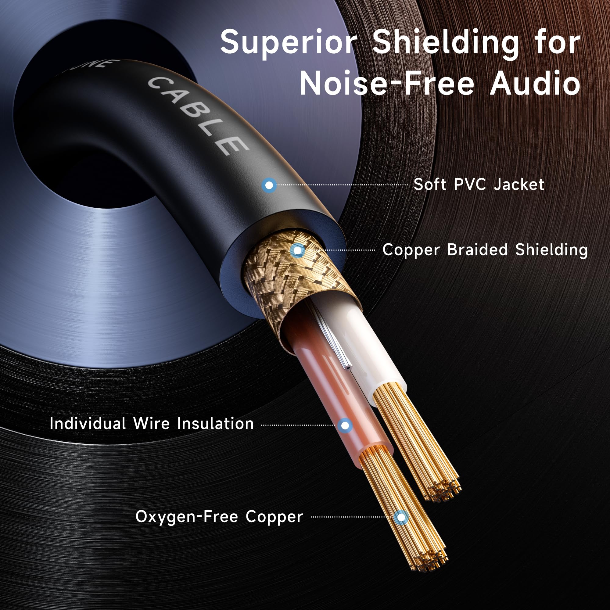 Premium 2-Pack 50ft XLR Male to Female Microphone Cable - Oxygen-Free Copper (OFC), Durable Black Audio Cord for Studio Recording, Live Performances & Professional Sound Equipment