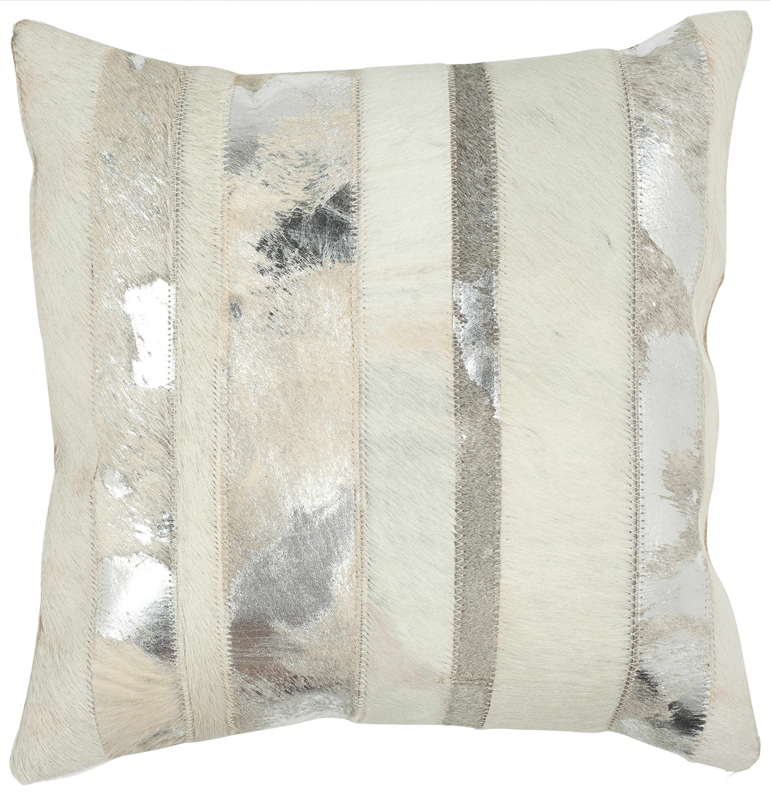 Safavieh Peyton Silver Throw Pillows 18x18 Inch Set of 2 - Decorative Cushions for Sofa, Bed & Living Room Accent