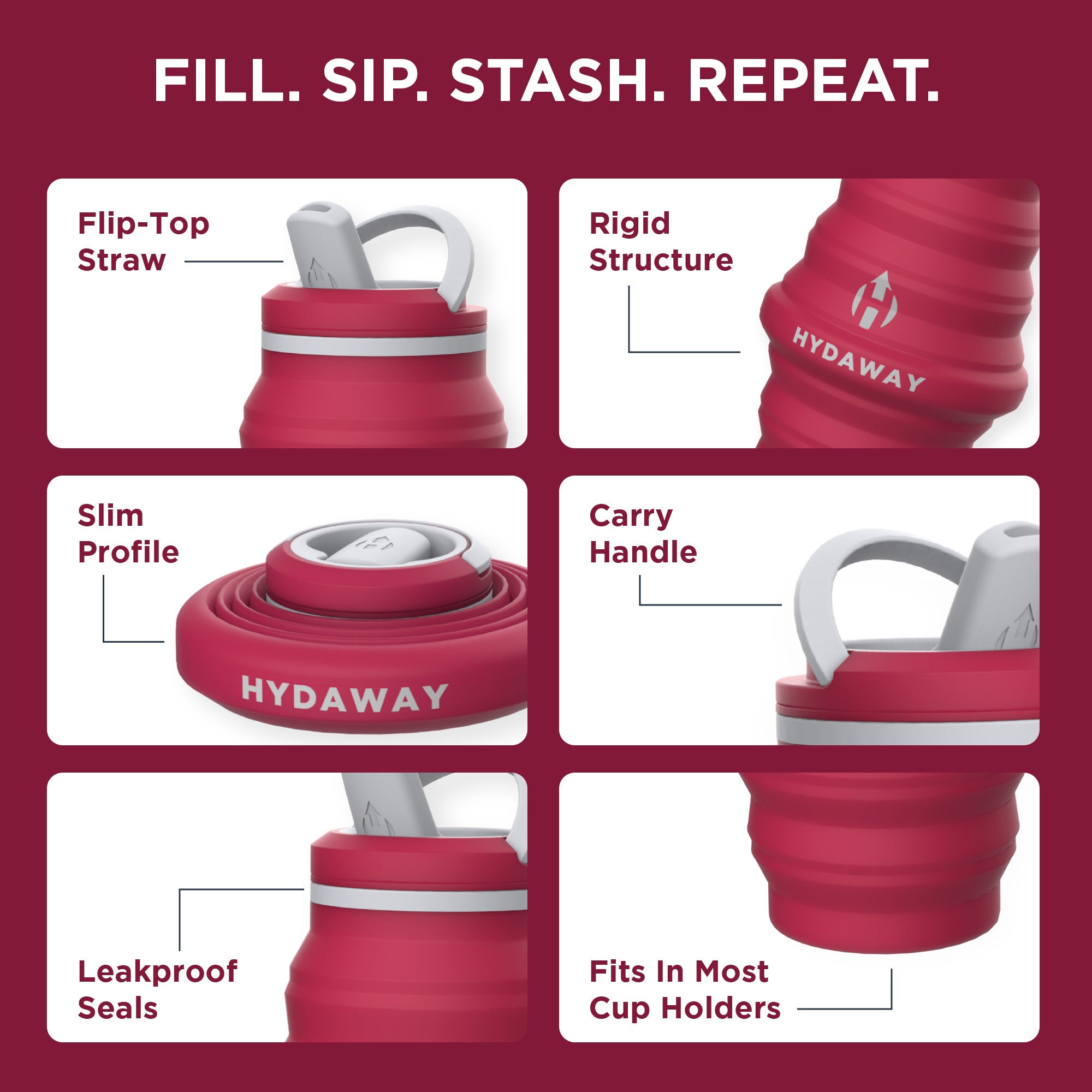 25oz Collapsible Water Bottle - Leak Proof, BPA Free, Portable & Reusable for Hiking, Travel, Gym & Outdoor Activities