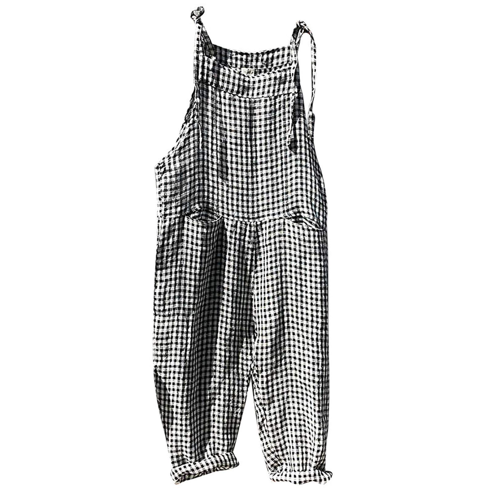 DEYIOU Women's Striped Jumpsuit with Pockets - Sleeveless Bandage Romper, Casual Loose Playsuit for Summer | Perfect for Beach, Party & Vacation Outfits