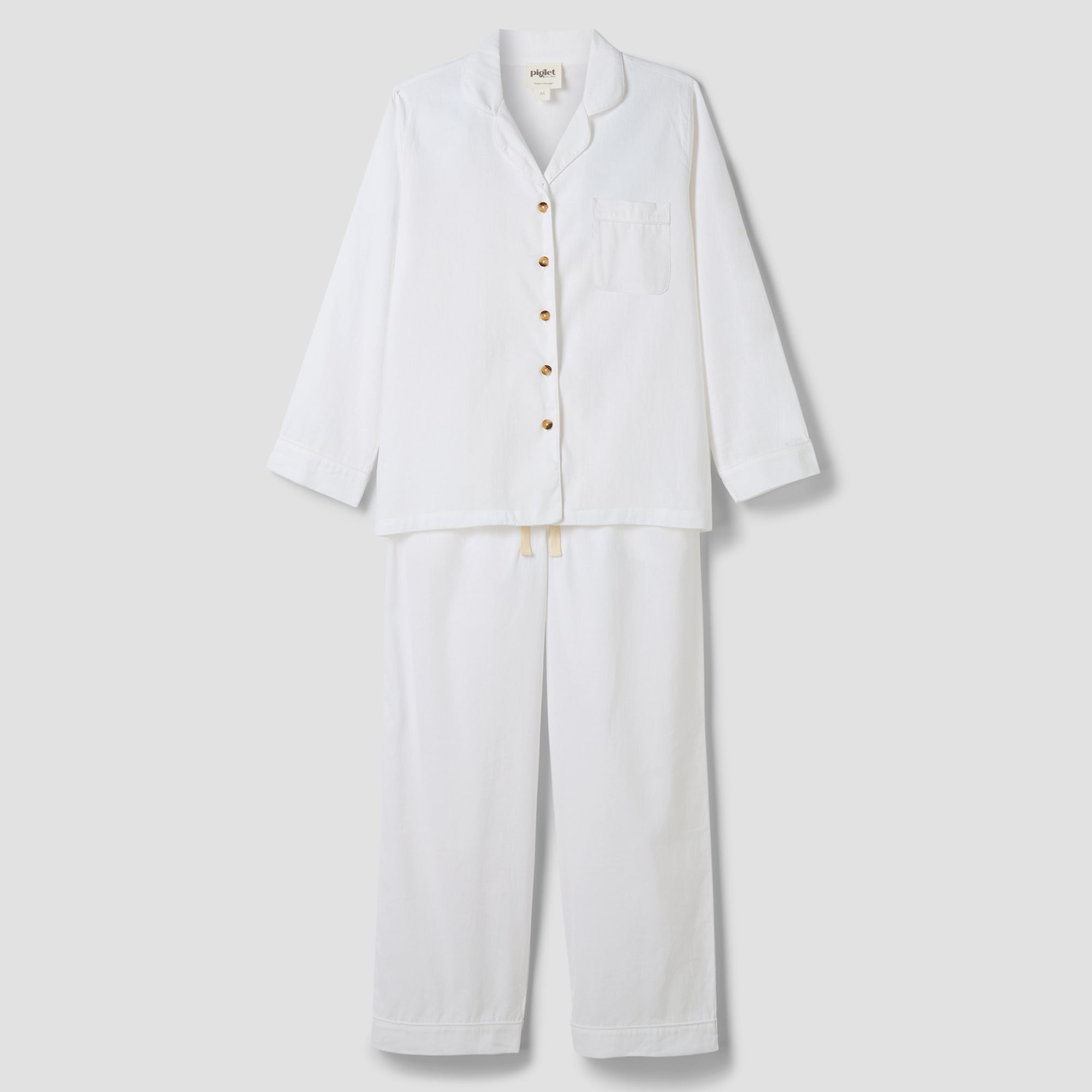 Premium White Linen Blend Pajama Set for Women - Soft & Breathable Sleepwear - Perfect for Summer Nights & Relaxing at Home