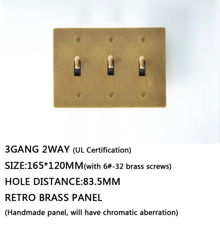 Vintage Brass Toggle Light Switch - Classic Style for Home, Office & Industrial Use - Durable Metal Electrical Switch for Wall Lighting Control