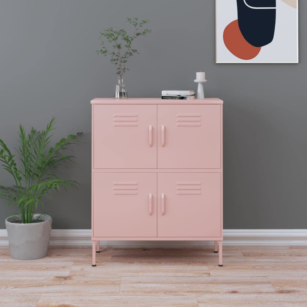FAMIROSA 4-Door Steel Storage Cabinet with Adjustable Shelves - 31.5