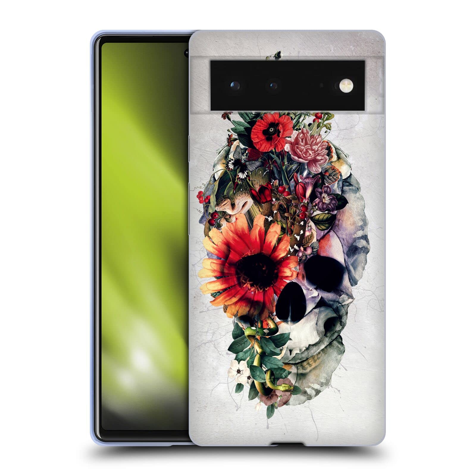 Official Riza Peker Two Face Skulls Case for Google Pixel 6 - Soft Gel Protection for Daily Use