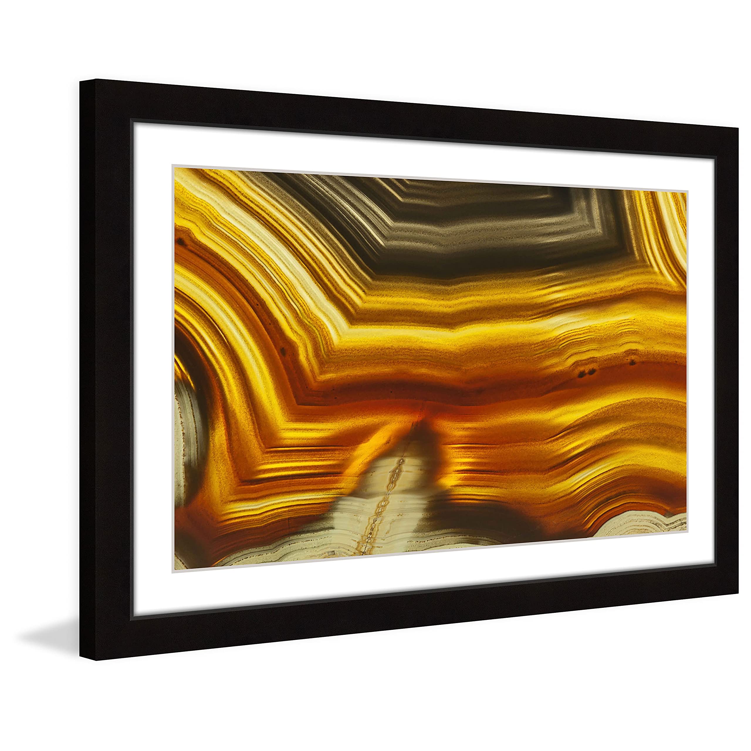 Handmade Shiny Gold Bands Framed Art Print 36x24 - Marmont Hill Wall Decor for Living Room, Bedroom & Office