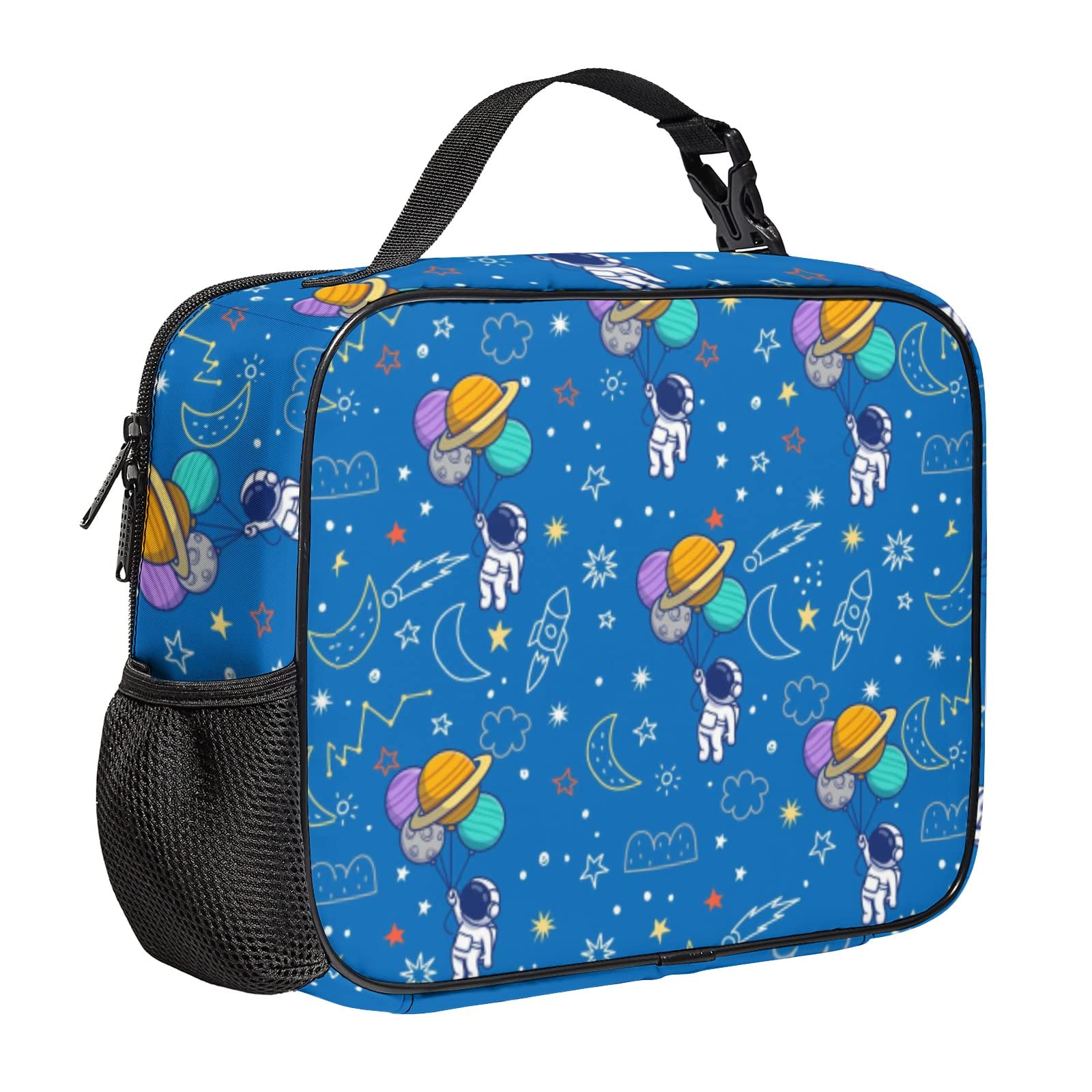Astronaut Space Lunch Bag for Women & Men - Reusable Insulated Thermal Lunch Tote with Front Pocket - Perfect for Office, School, Work, Picnic & Shopping - NASA Inspired Space-Themed Lunch Box for Adults & Kids