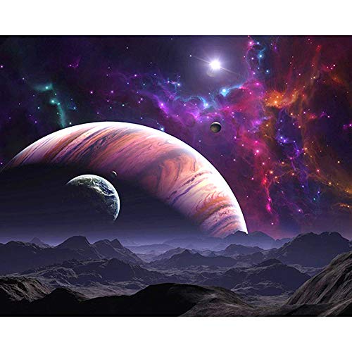 DIY Oil Painting Kit with Brushes & Paints - Adult Paint by Numbers Set, Milky Way Planet Artwork 40x50cm - Home Wall Decor, Relaxing Art Therapy & Gift Idea
