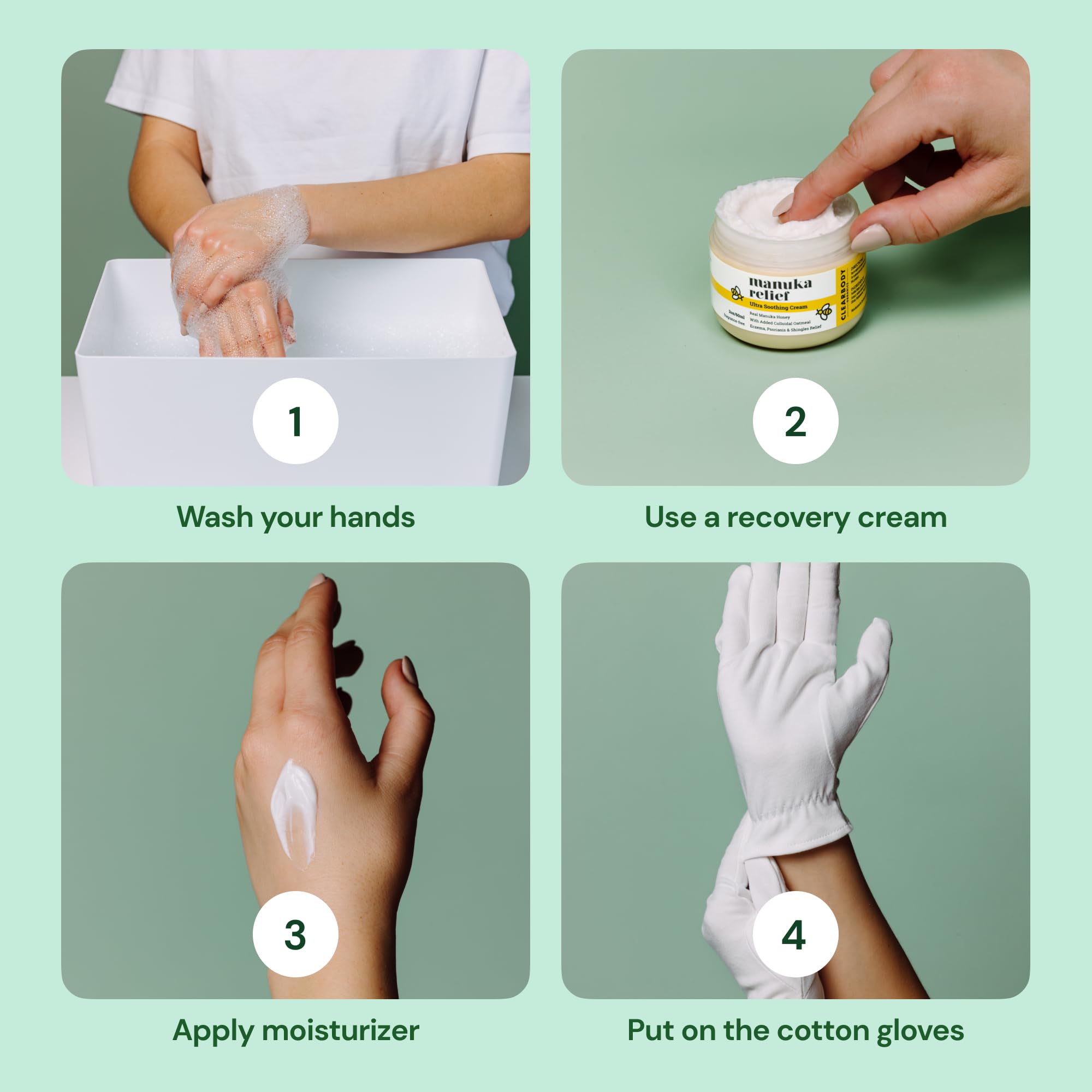 Clearbody Organics White Organic Cotton Gloves 5 Pairs (10 Pcs) – 100% Organic Cotton Moisturizing Gloves for Dry & Cracked Hands – Reusable Hand Care Gloves for Overnight Treatment & Spa Use (Medium)