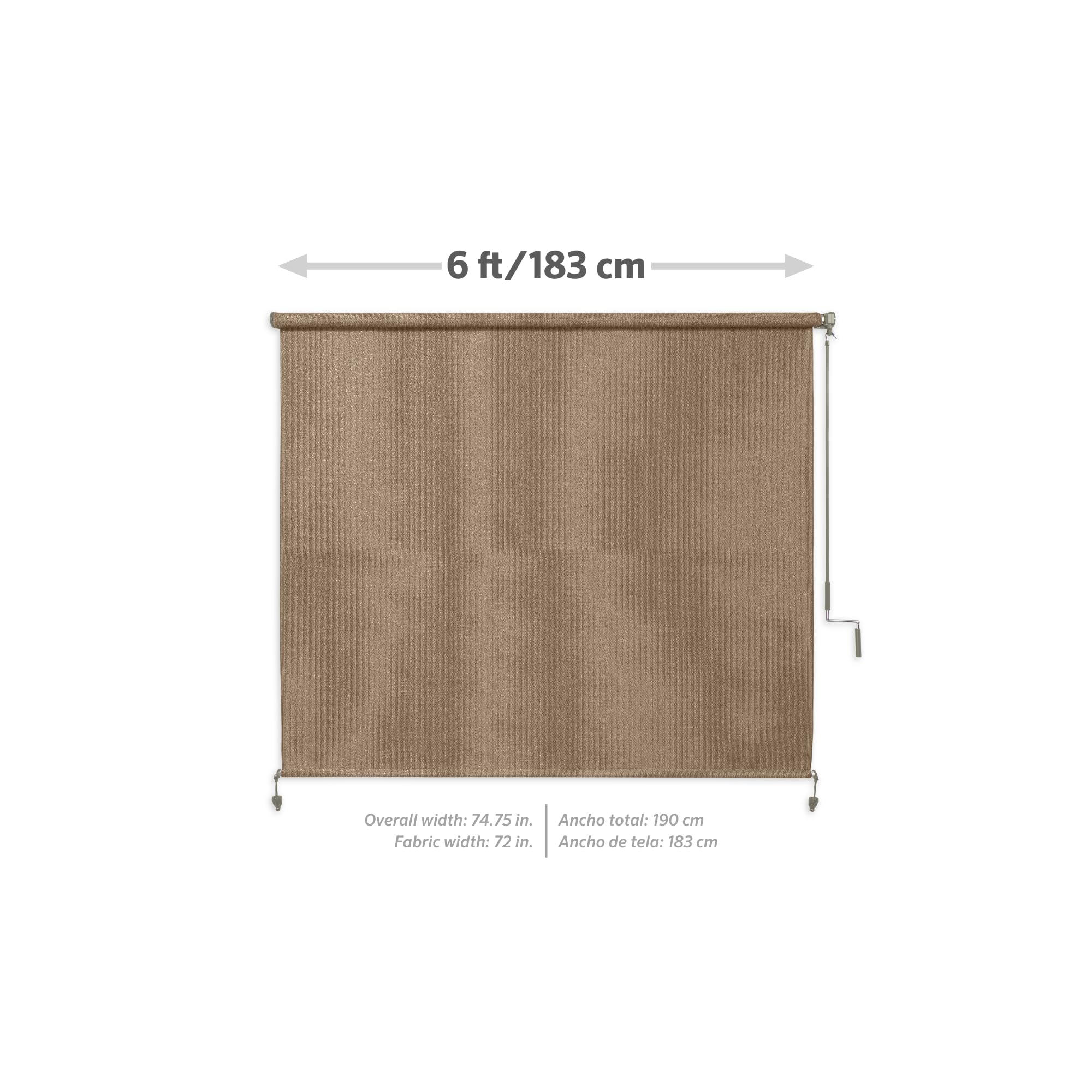 Coolaroo Cordless Outdoor Roller Shade - UV Protection Sun Blocking Window Cover for Patio, Deck & Garden - Easy Installation & Durable Fabric