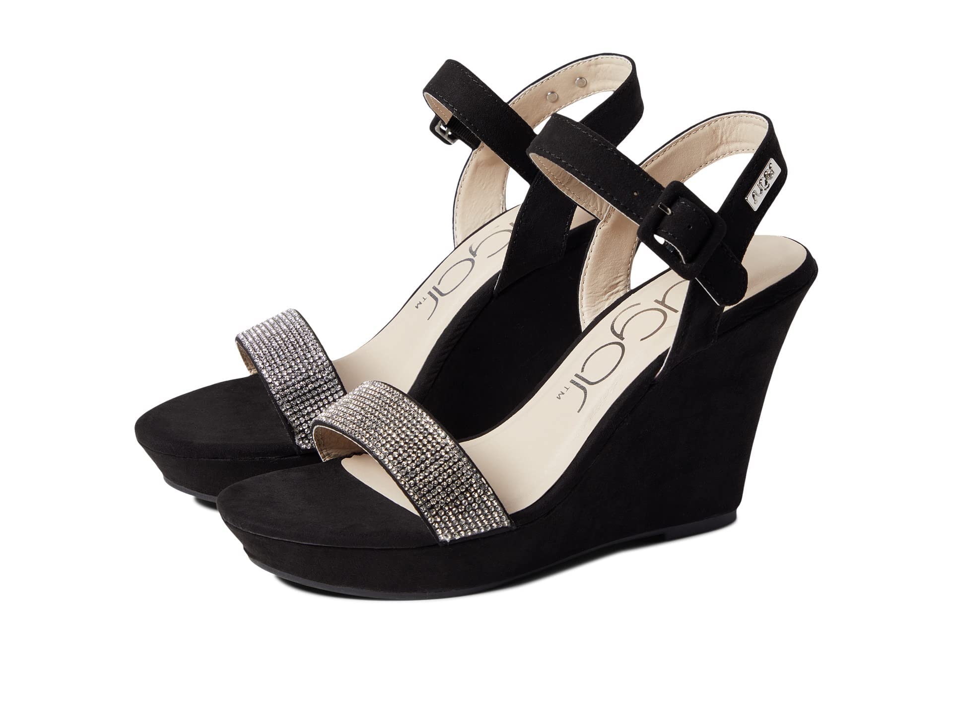 Women's Sugar Wedge Sandals with Buckle & Bead Detail - Comfortable Platform Wedge Heel Sandals for Summer, Beach, and Casual Outings