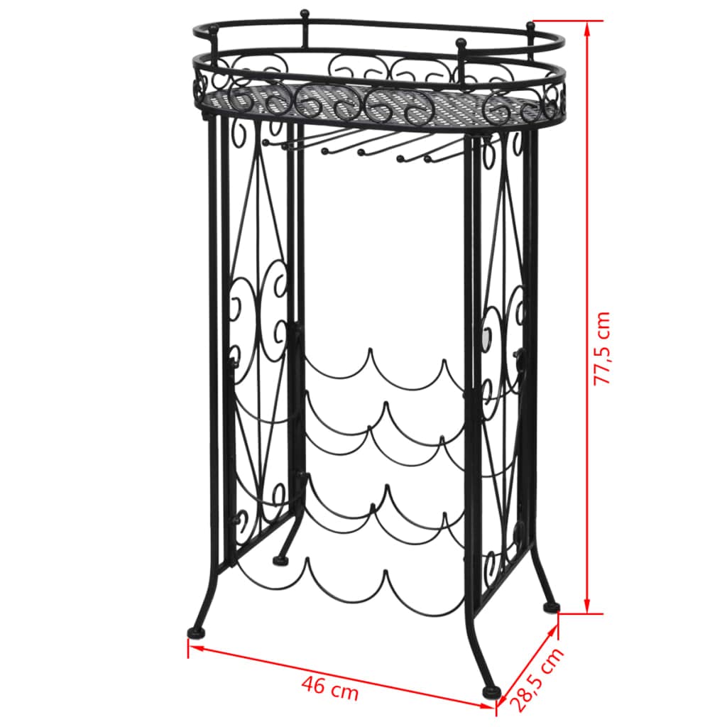 CHARMMA 9-Bottle Metal Wine Rack with Glass Holder - Space-Saving Wine Storage for Kitchen, Dining Room or Bar