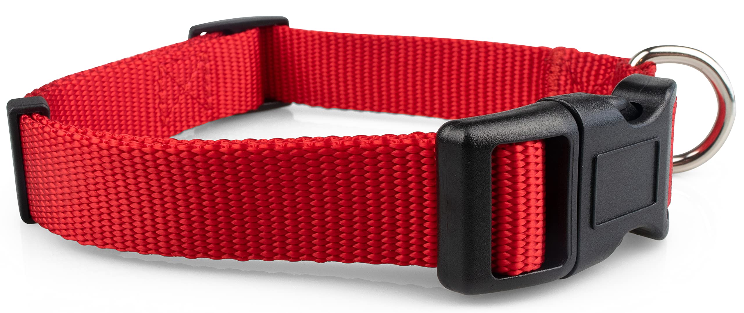 Premium Red Dog Collar for Large Dogs - Durable Nylon Pet Collar with Metal Buckle - Perfect for Walking, Training & Outdoor Adventures