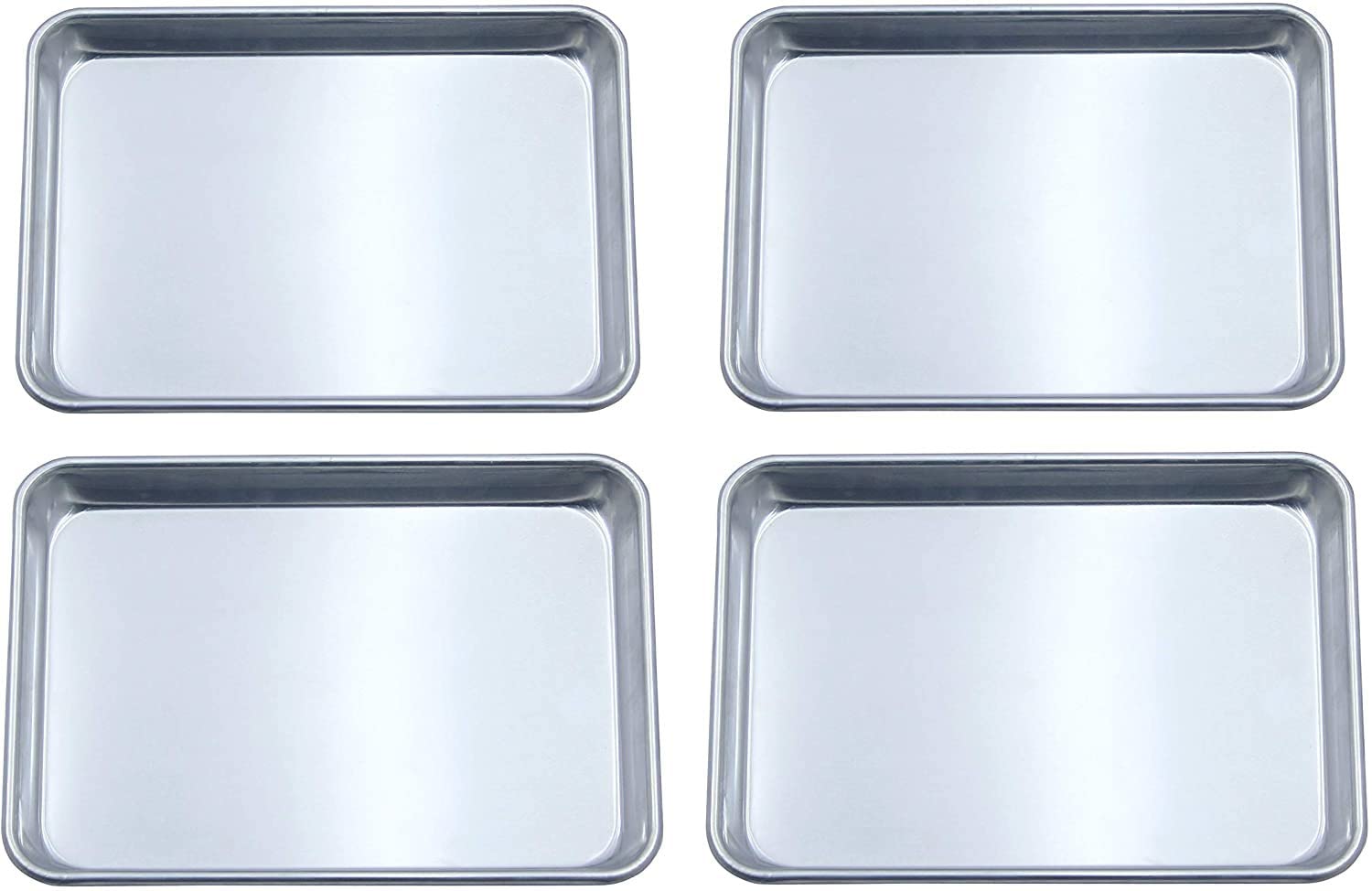Checkered Chef Quarter Sheet Pan Set of 4 - Nonstick Aluminum Baking Sheets for Cookies, Roasting, and Meal Prep - Oven Safe, Easy Clean Bakeware - Perfect for Home Baking, Restaurant Use, and Holiday Cooking