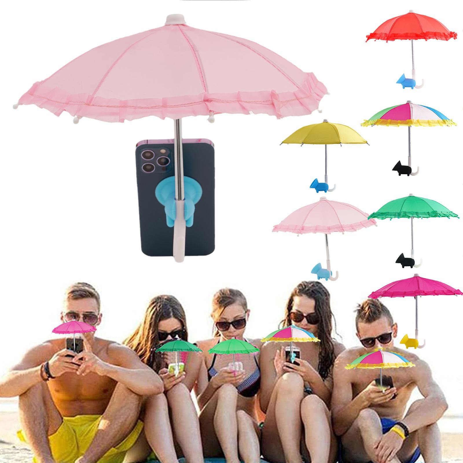 QINXI Mini Parasol Umbrella Phone Holder - Universal Adjustable Sun Shield with Suction Cup for Outdoor Use | Perfect for Beach, Pool, Golf, and Picnic | Sunlight Cover for Mobile Phones