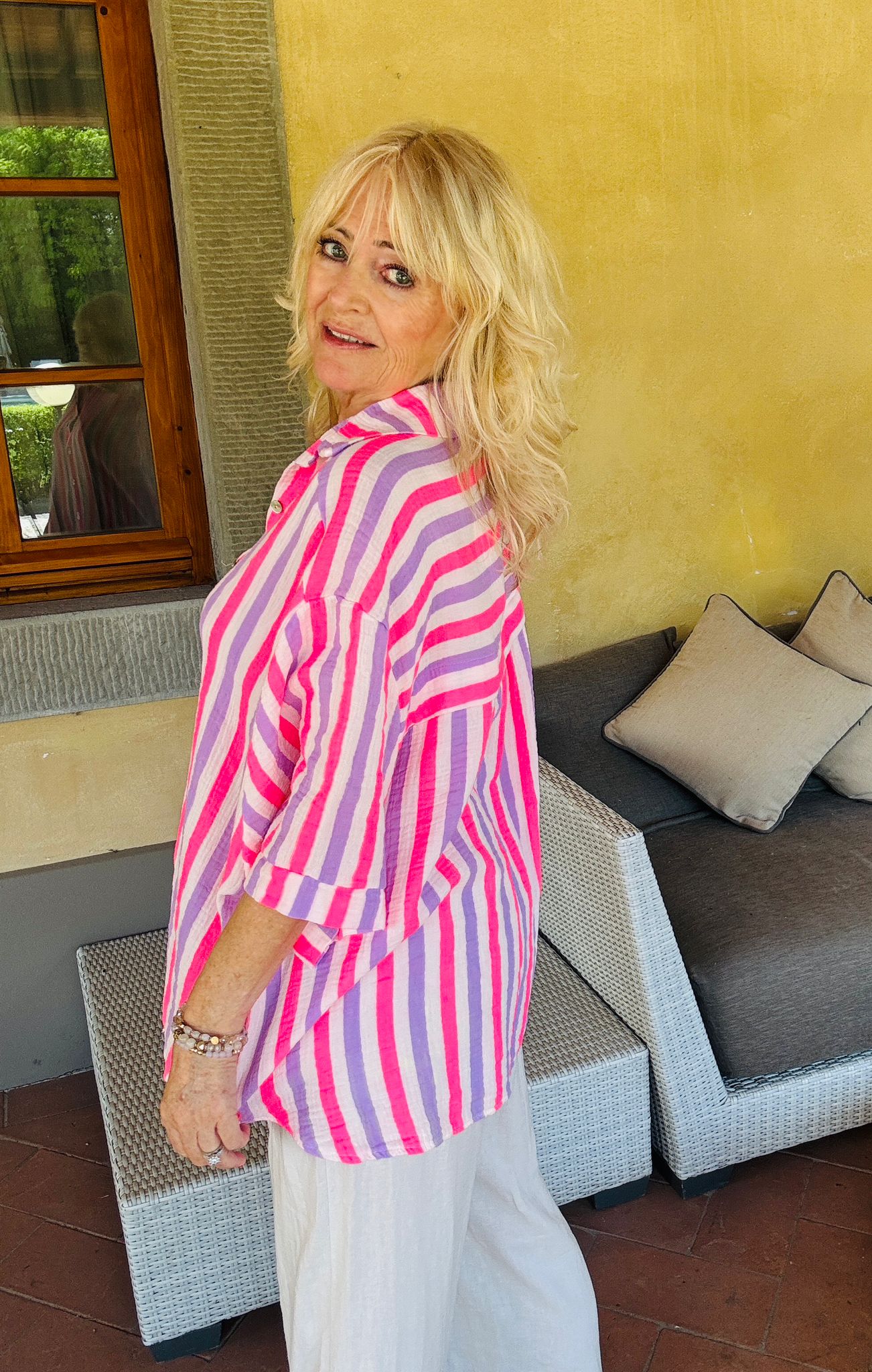Lumi Stripe Shirt for Women - Soft Lilac Casual Blouse with Comfortable Fit - Perfect for Office, Date Night and Spring Outfits