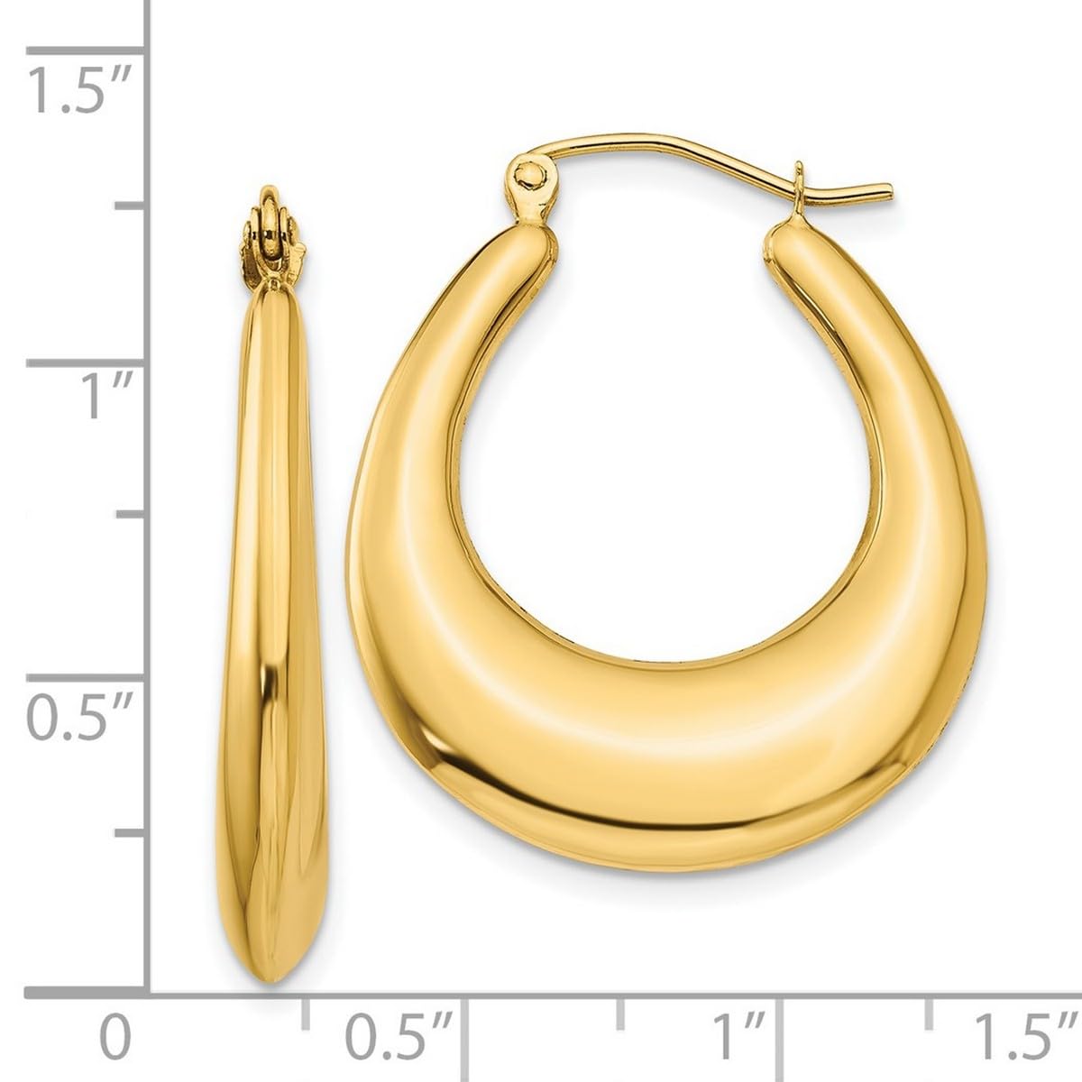 14K Yellow Gold Hollow Hinged Post Polished Hoop Earrings for Women - 30x4.5mm Wide, Lightweight & Comfortable - Perfect for Everyday Wear, Office, Parties & Special Occasions