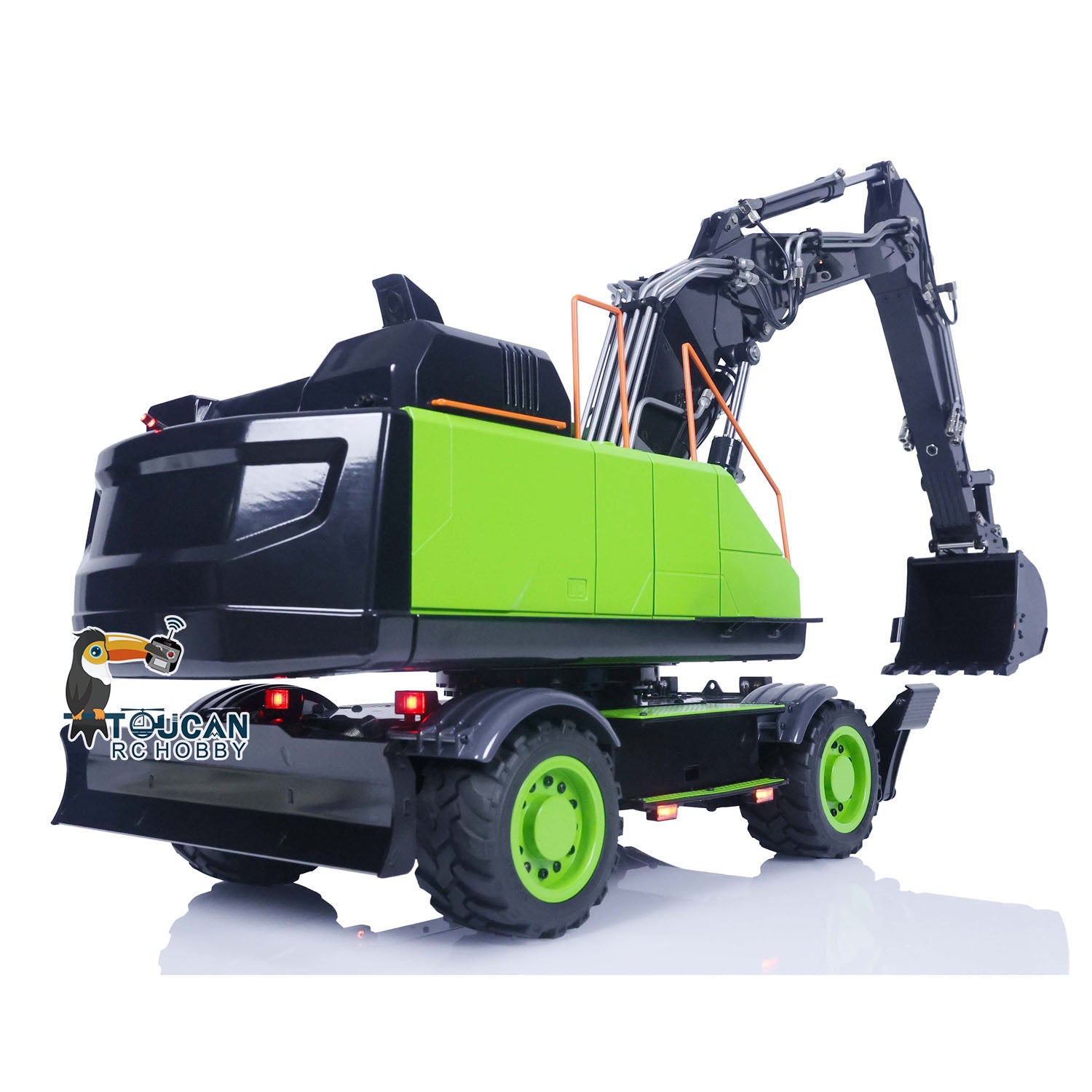 1/14 Scale Metal EC380 MT Model RC Excavator - Hydraulic Wheeled Radio Control Engineering Vehicle with Tiltable Clamshell Bucket for Construction Simulation & Hobbyist Collectors - Perfect for Outdoor Play, DIY Projects & RC Enthusiasts
