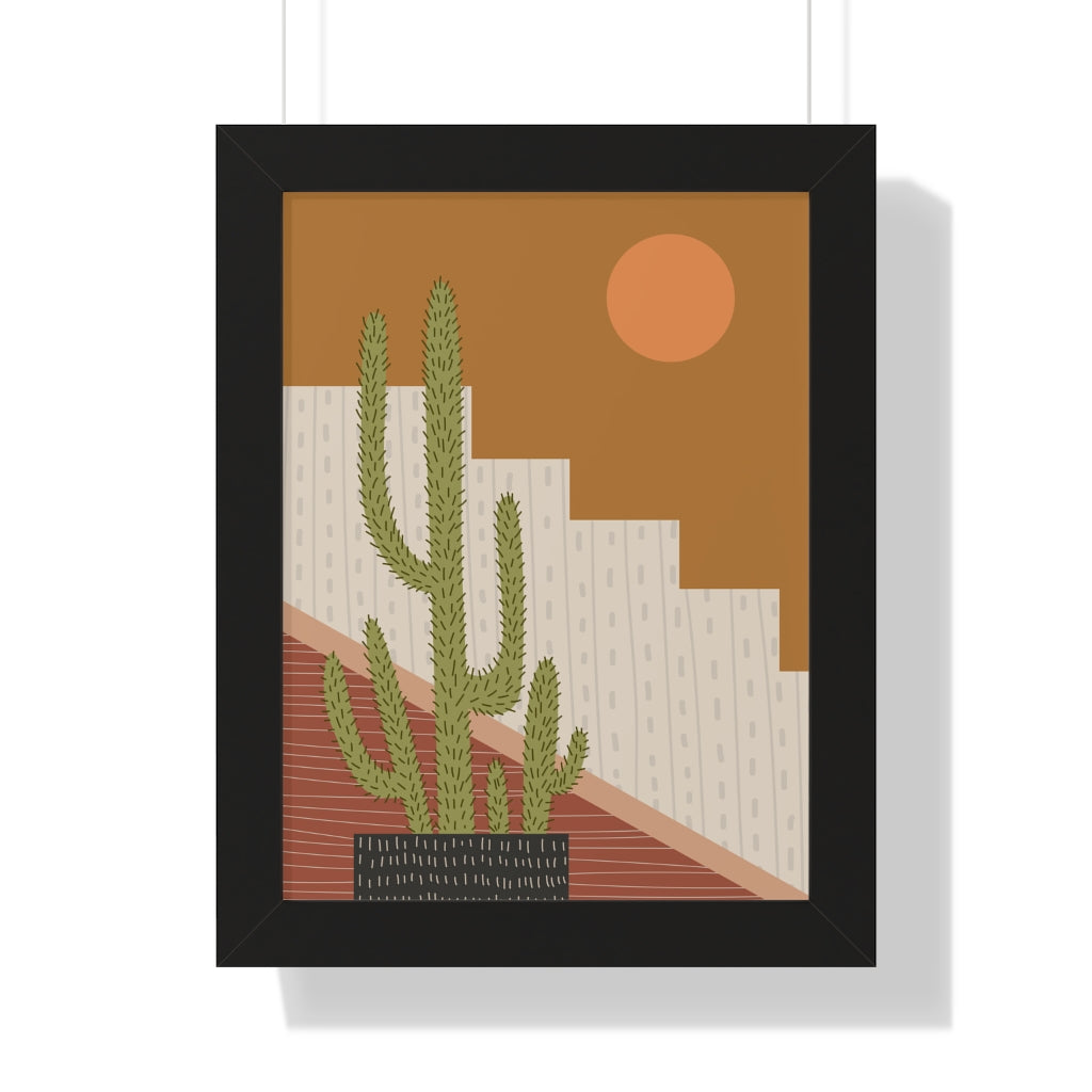 Modern Cactus Art Framed Vertical Poster - Desert Plant Wall Decor for Living Room, Bedroom & Office - Perfect for Boho Home Decor & Housewarming Gifts