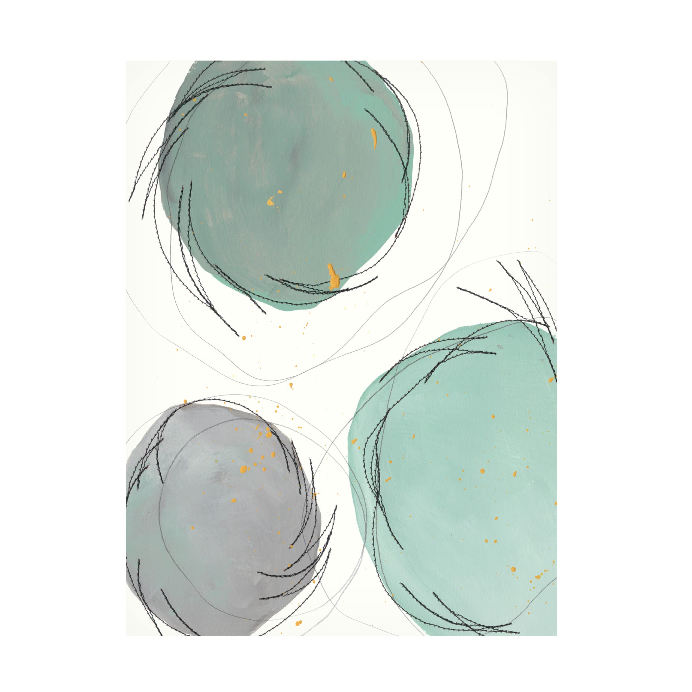 Regina Moore 'Encircled Orbits II' Abstract Canvas Wall Art - Modern Home Decor for Living Room, Bedroom & Office - Handmade Fine Art Painting