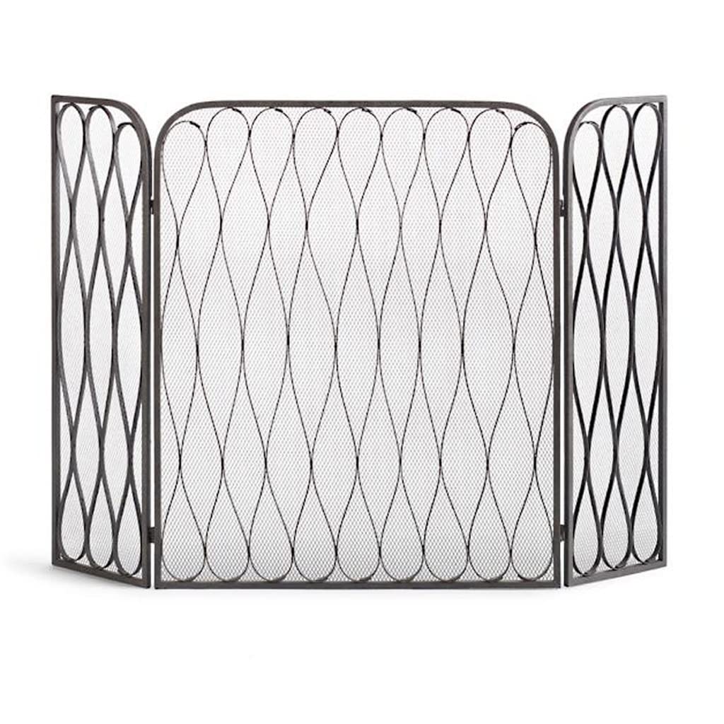 European Style Fireplace Safety Guard - Wrought Iron Stove Door Partition with Mesh Cover - Decorative Metal Protective Fence for Real Fire - Perfect for Living Room, Patio, and Cabin Fireplace Safety