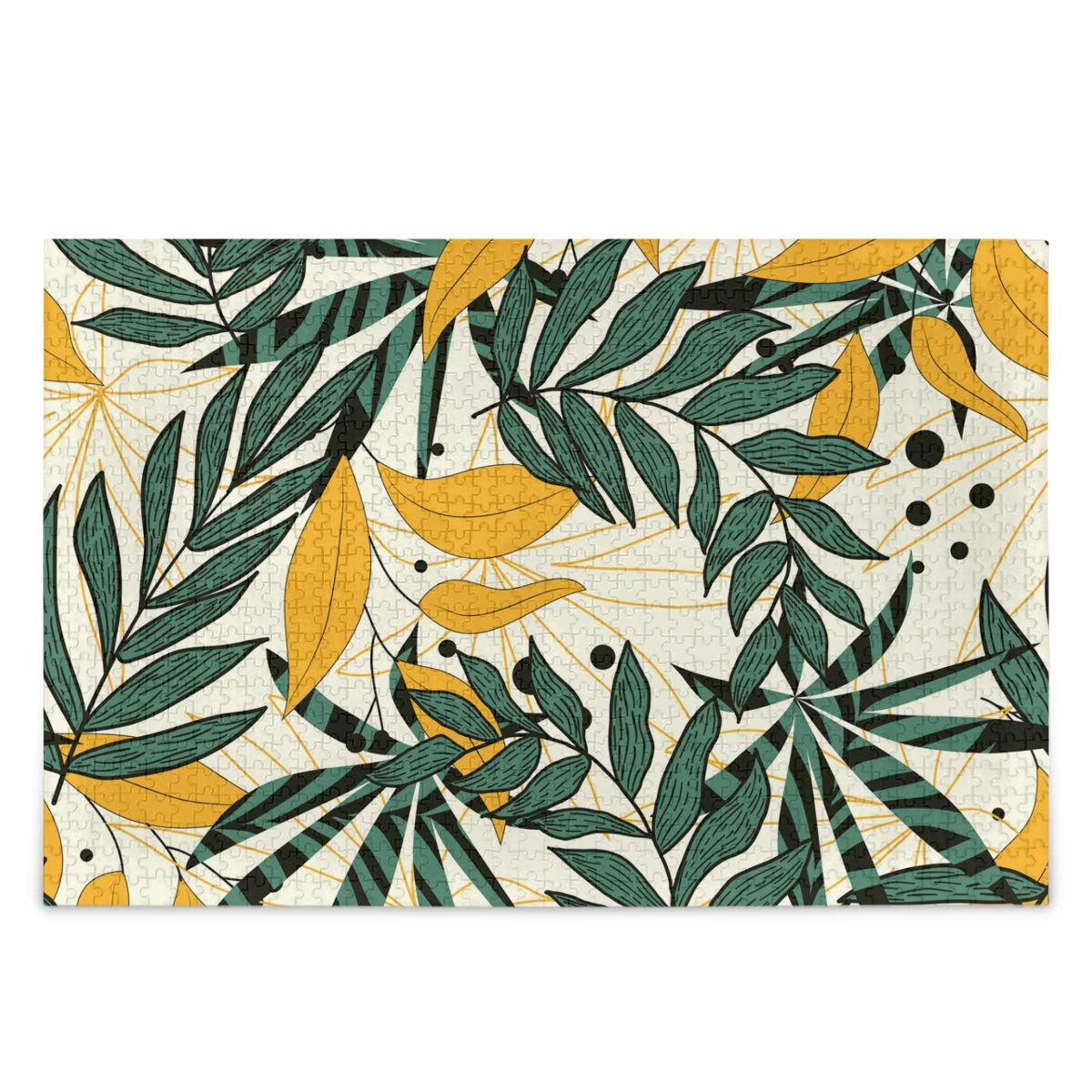 1000 Piece Jigsaw Puzzle for Adults - Tropical Leaves & Plants in Beige & Colorful Design, Family-Friendly Large Hard Puzzle Set with Storage Bag | Perfect for Relaxation, Stress Relief & Family Bonding Activities