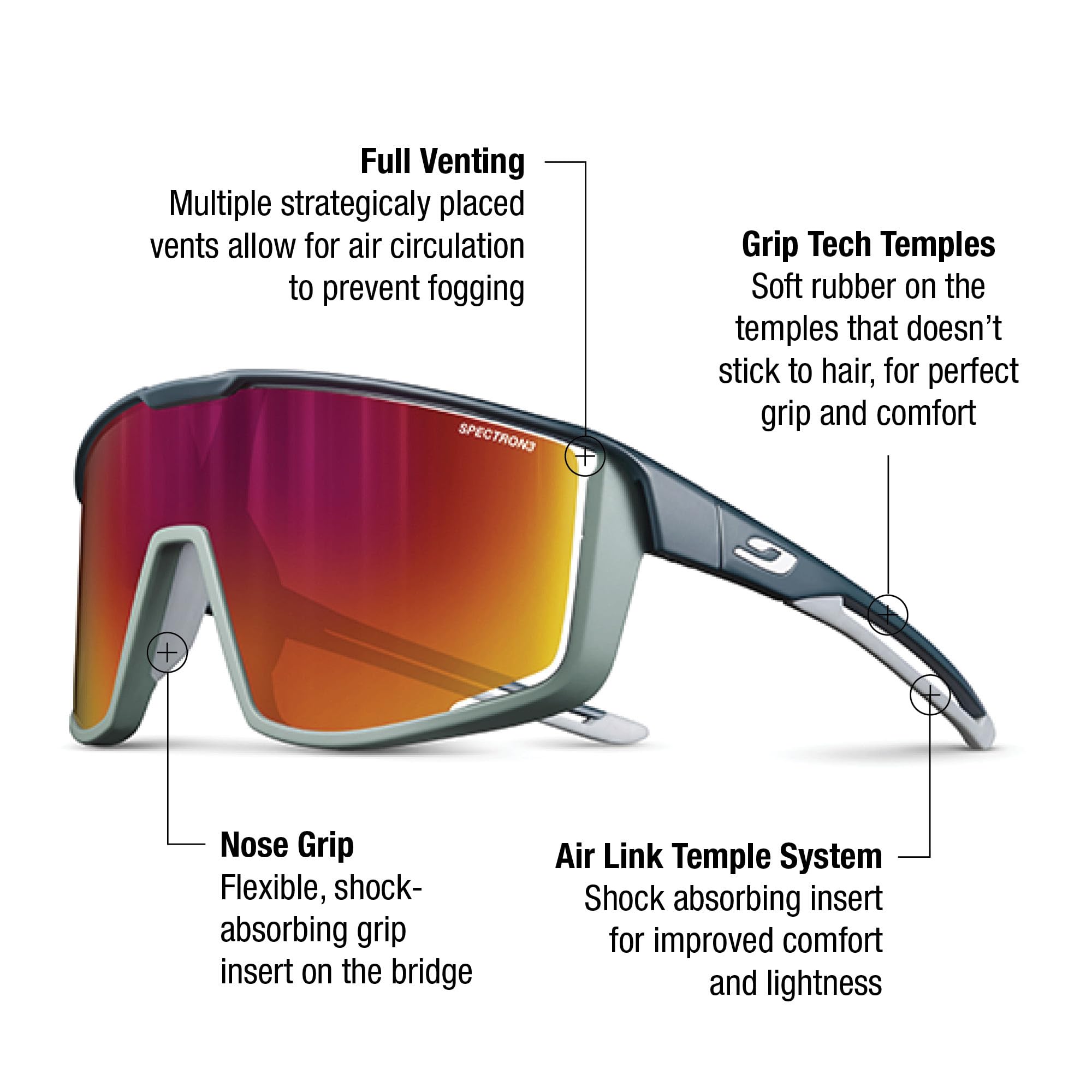 Julbo Modern Rectangular Sunglasses for Men & Women - UV Protection Polarized Fashion Shades - Perfect for Driving, Beach & Outdoor Activities