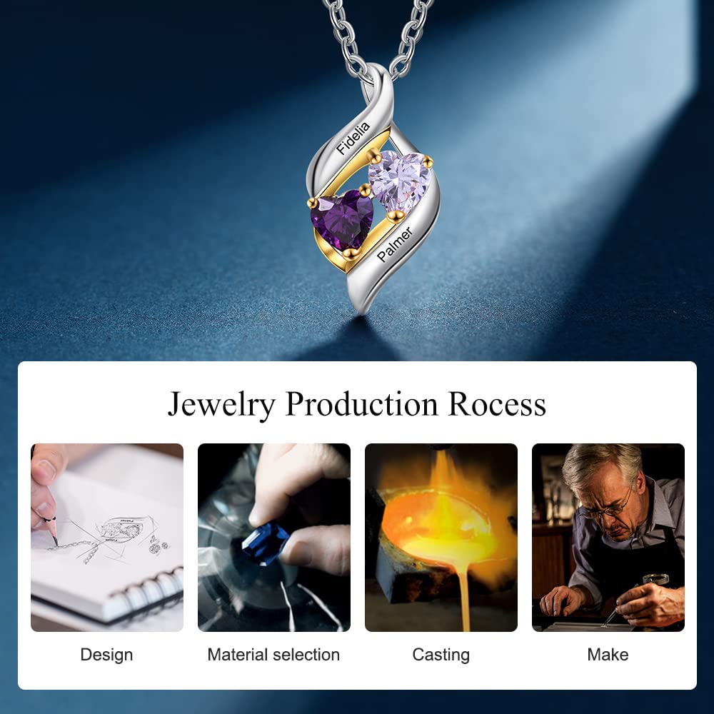 Personalized Birthstone Necklace for Women - Custom Name Necklace for Mom, Grandma - Mother's Day Gift Idea - Perfect for Anniversaries, Birthdays & Special Occasions