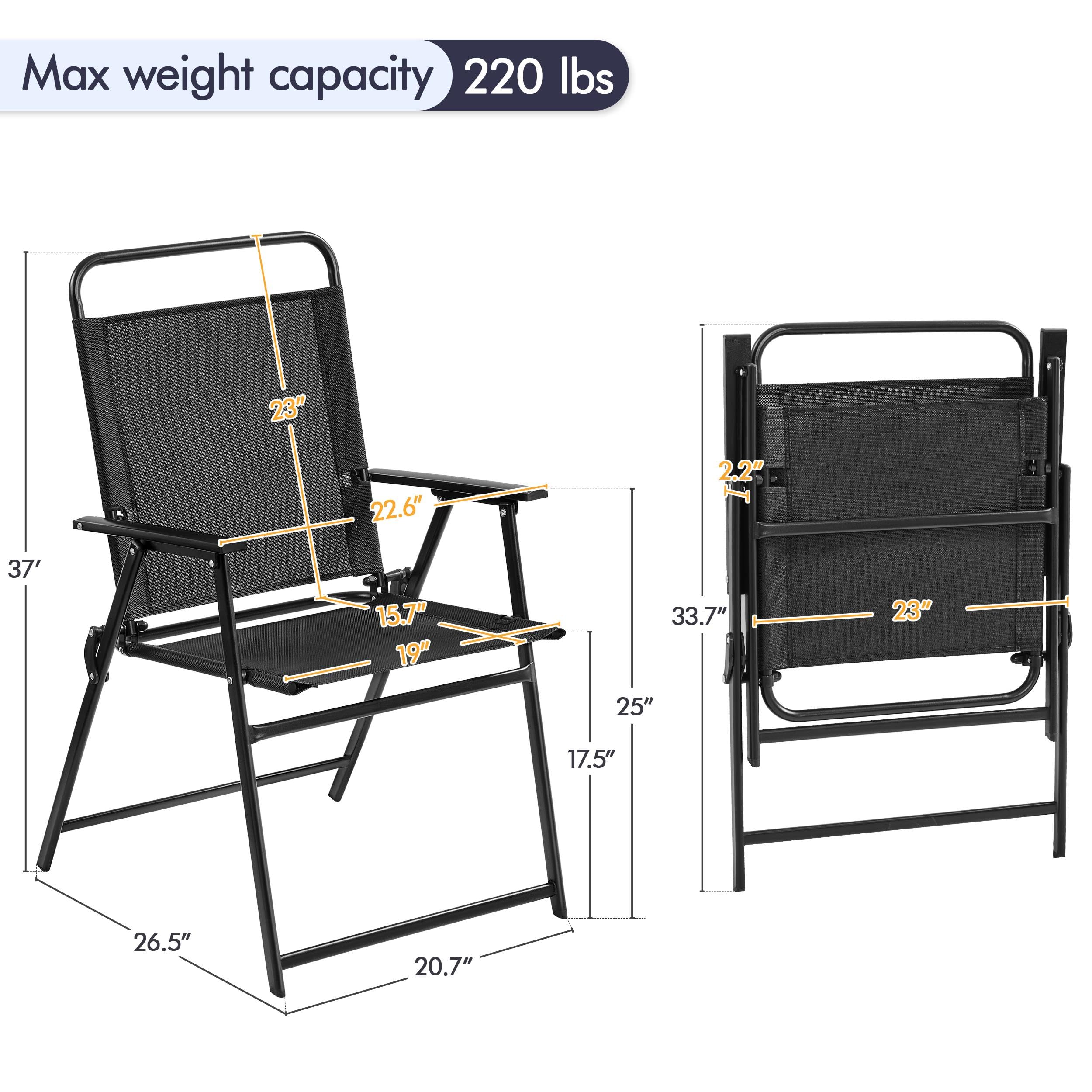 Yaheetech 2-Pack Outdoor Patio Chairs - Foldable Metal Frame Garden Chairs with Armrests, Portable Dining Chairs for Camping, Backyard, Lawn, Deck & Porch - Perfect for Outdoor Relaxation & Entertaining (Black)