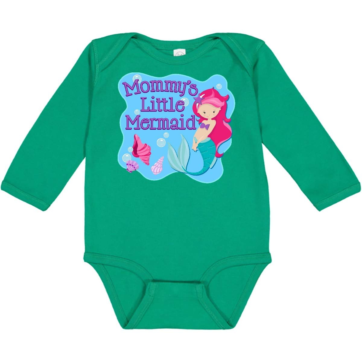 Inktastic Mommy's Little Mermaid Long Sleeve Baby Bodysuit - Soft Cotton Creeper for Newborns & Infants, Perfect for Playtime, Photo Shoots & Everyday Wear