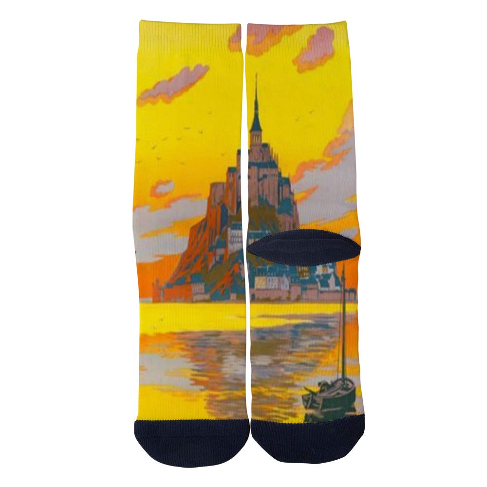 3D Print Saint Michel France Travel Socks for Men & Women - Casual Crew Socks for Travel Lovers