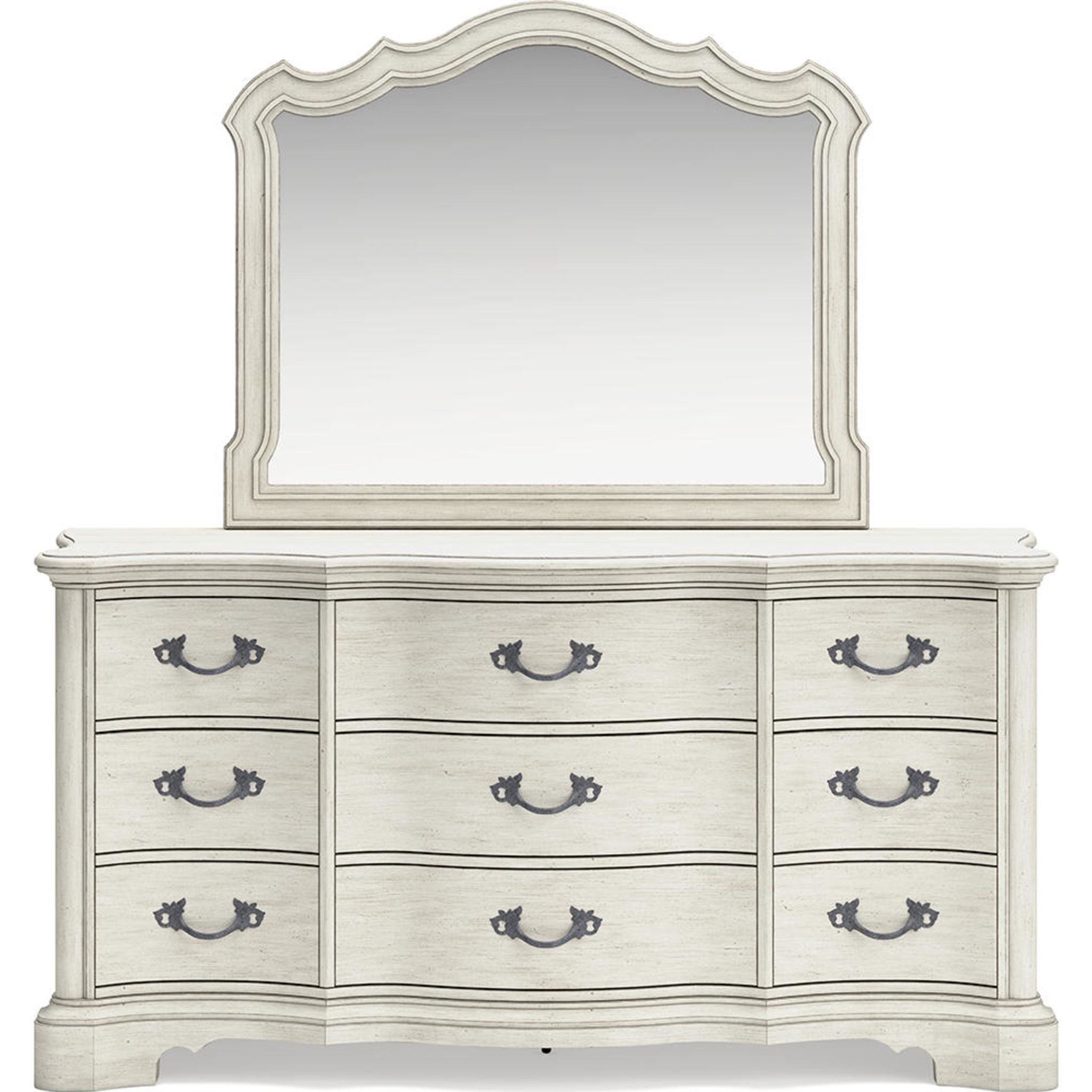 Arlendyne Antique White Dresser with Mirror - Elegant Bedroom Furniture for Home Decor & Storage