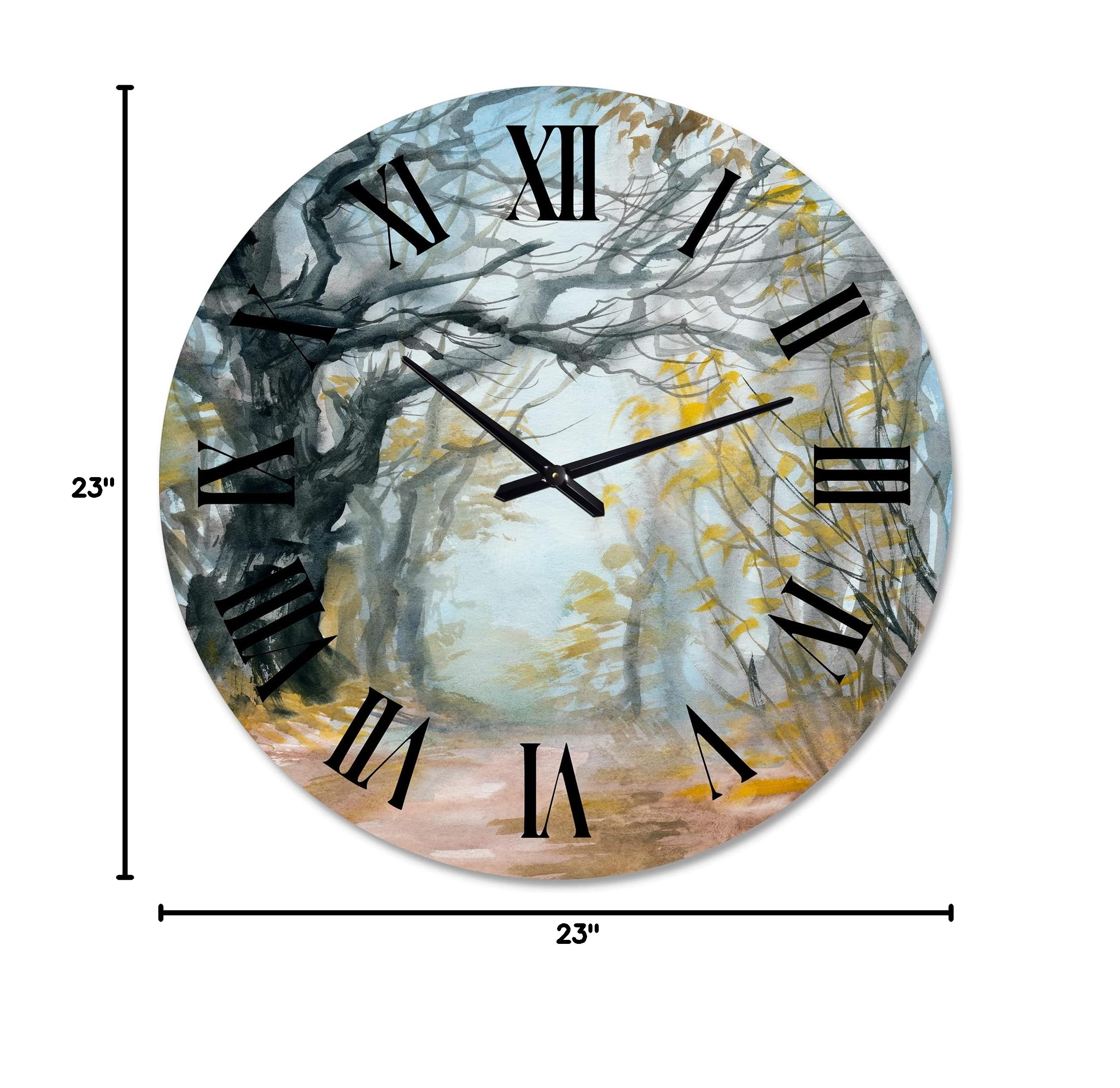 Lake House Wall Clock 'Autumn Misty Forest' - Large Nature Landscape Wall Clock for Home, Office & Cabin Decor - Perfect for Rustic, Farmhouse & Lakeside Interiors