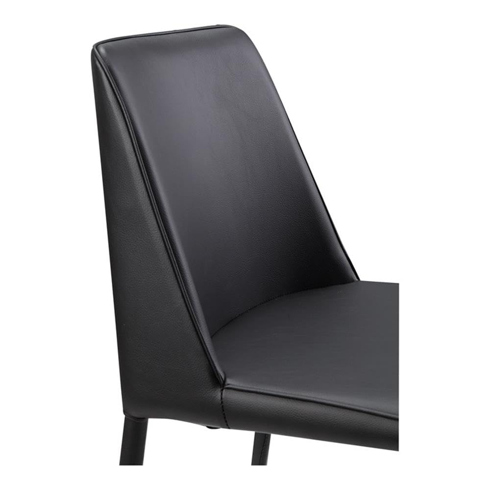 Nora Dining Chair Set of 2 - Modern Black Vegan Leather Upholstered Side Chairs for Kitchen, Dining Room & Office - Comfortable & Stylish Seating Solution