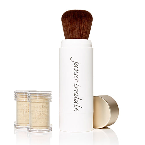 Jane Iredale Amazing Base Refillable Mineral Powder Brush with SPF 20/15 - Buildable Coverage for Flawless Makeup Application, Perfect for On-the-Go Touch Ups & Daily Sun Protection