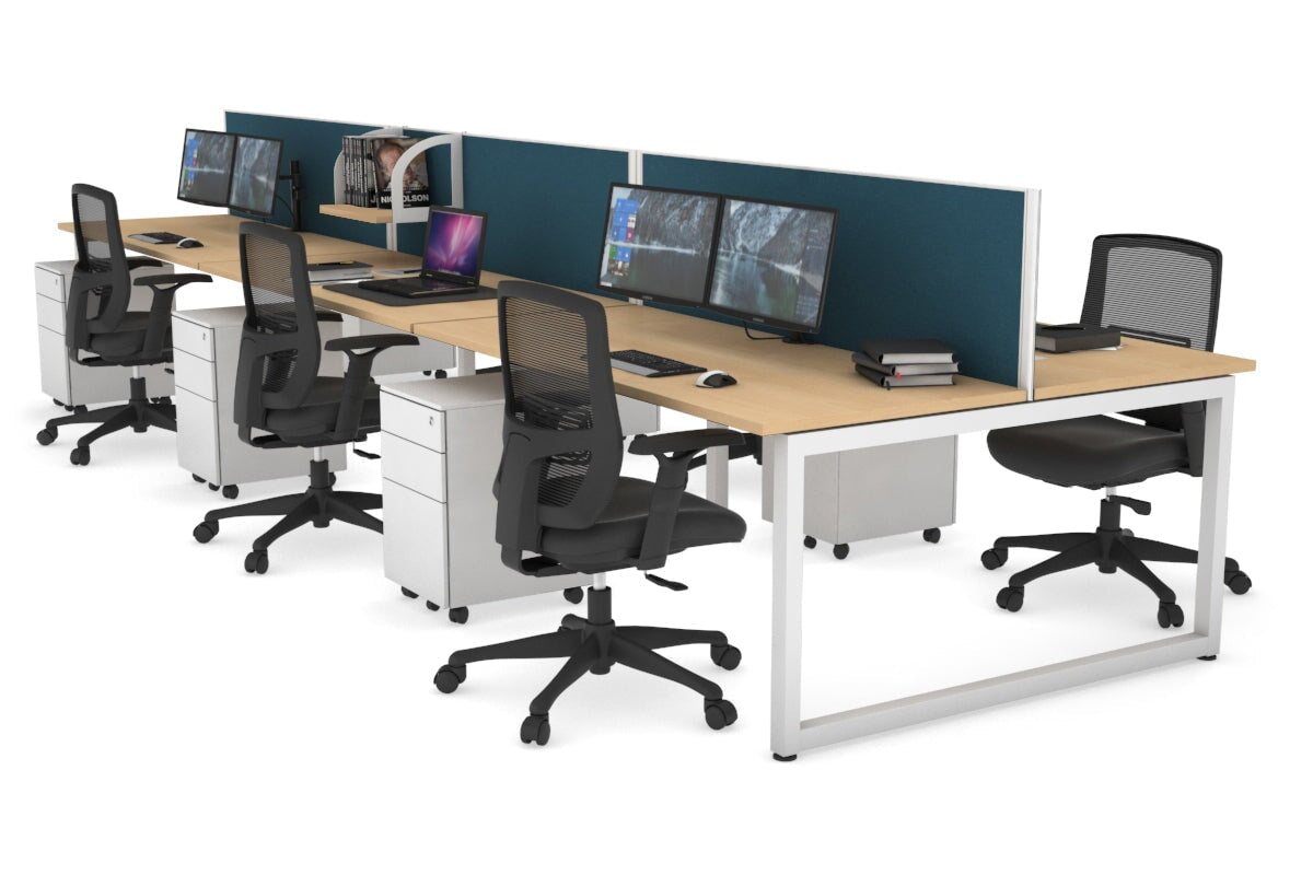 Quadro Loop Legs 6-Person Office Workstation Desk - 1400L x 700W Dimensions - Perfect for Collaborative Workspaces & Team Projects