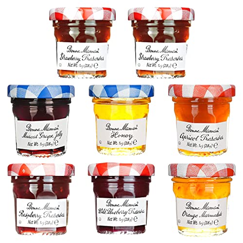 Strawberry Raspberry Muscat Grape Jelly, Honey, Apricot Cherry Wild Blueberry Preserves & Orange Marmalade