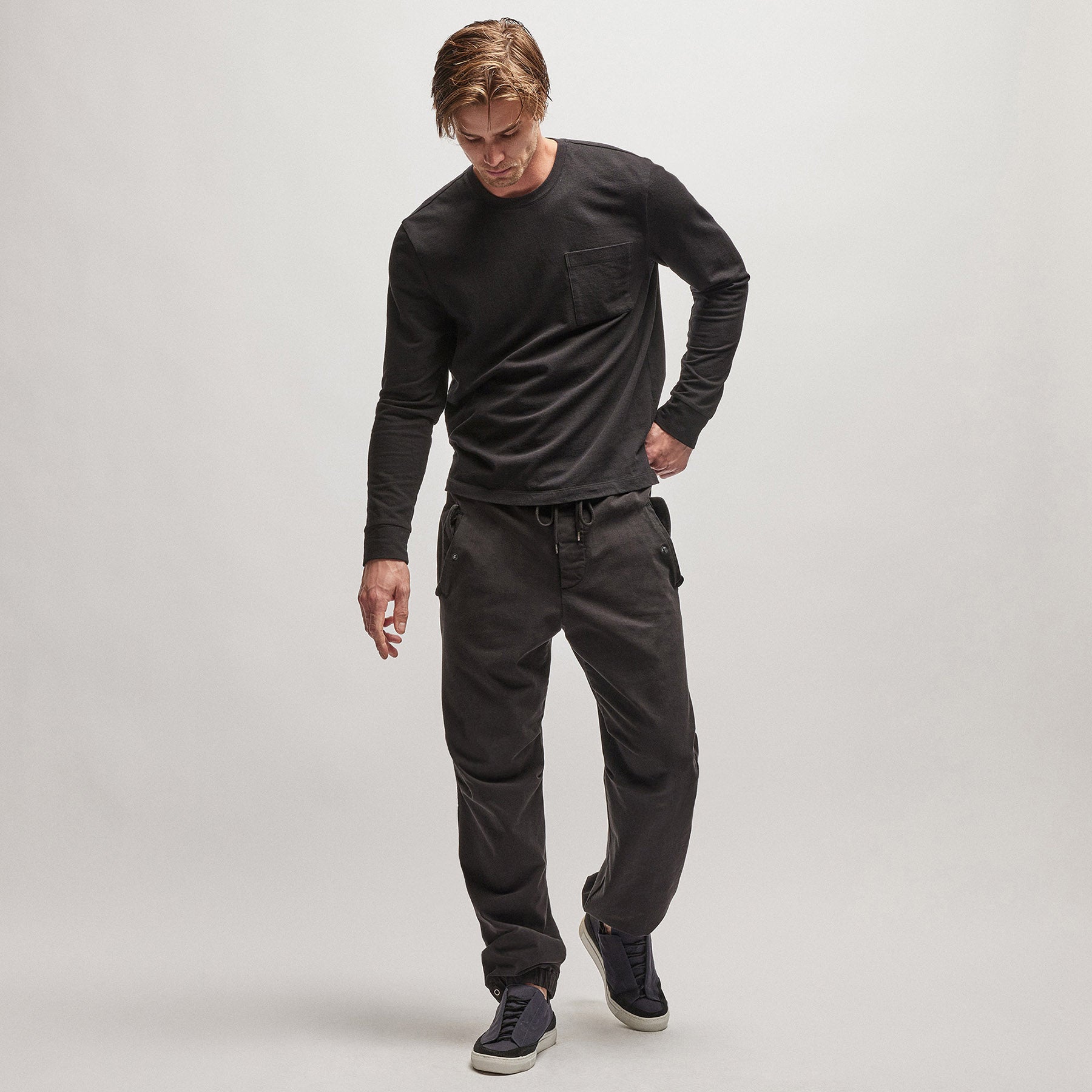 Premium Cotton Terry Flight Pants for Men - Soft & Comfortable Lounge Pants - Black - Perfect for Travel, Lounging & Relaxing at Home