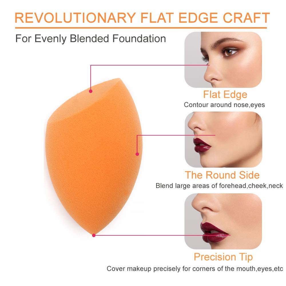 Professional Makeup Sponges Blender Set - 4 Pcs Beauty Foundation Blending Sponges with Egg Case for Cream, Powder & Liquid | Flawless Finish | Perfect for Daily Makeup, Contouring & Airbrush Effect