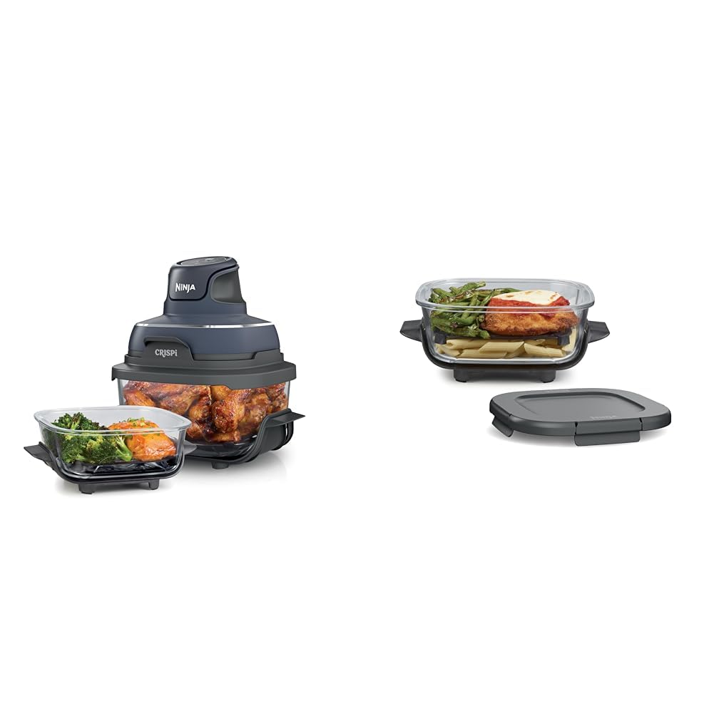 Ninja FN100 Crispi Series 4QT Air Fryer with Crispi System - 3 BPA-Free Containers & Storage Lids - Microwave, Freezer & Dishwasher Safe - Non-Toxic Portable Cooking System for Healthy Meals - Perfect for Small Kitchens, Dorms & RV Cooking