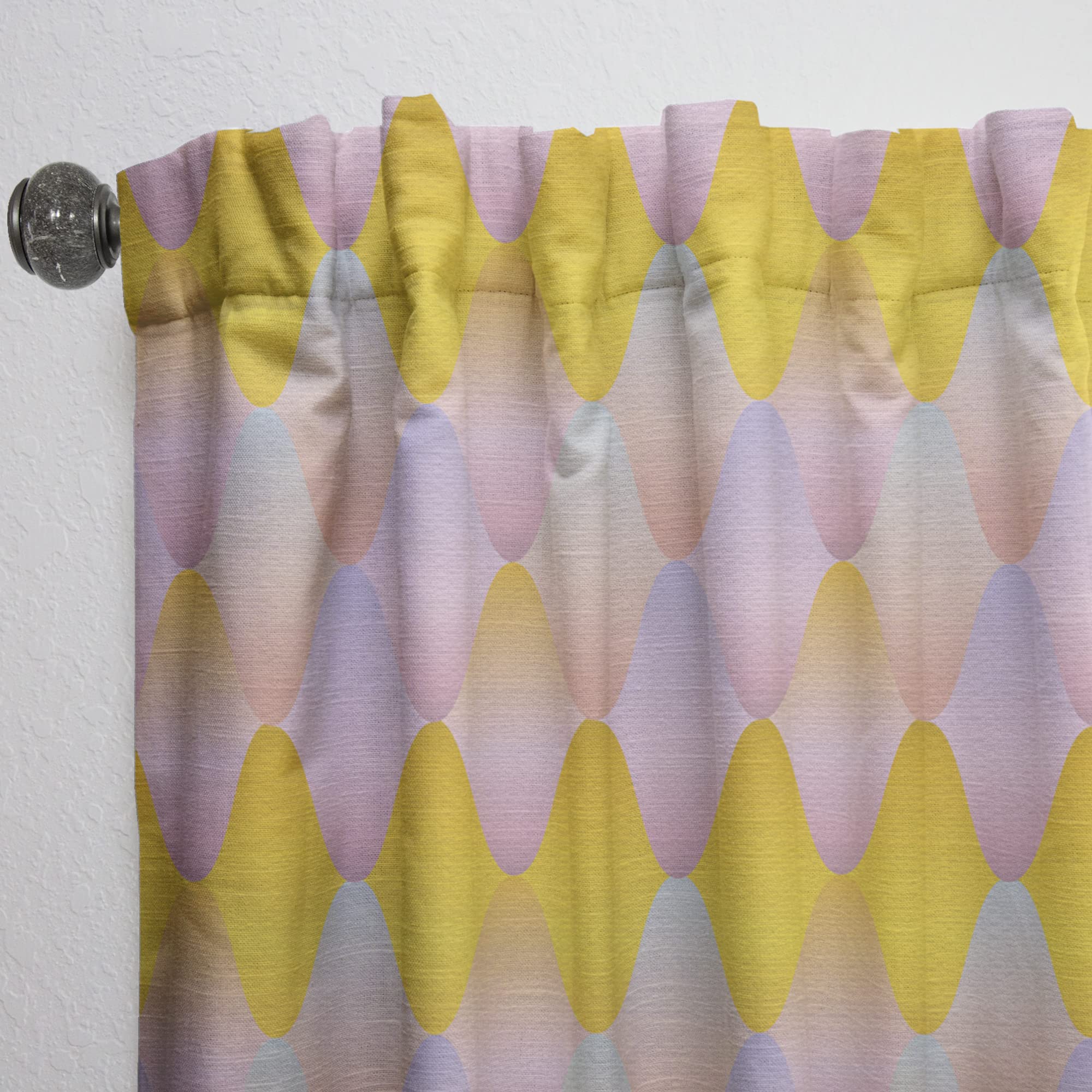 DesignQ Golden Geometric Diamond Pattern Thermal Insulated Curtains - Single Panel 52x120 - Elegant Window Treatments for Bedroom & Living Room | Perfect for Home Decor, Light Control & Privacy