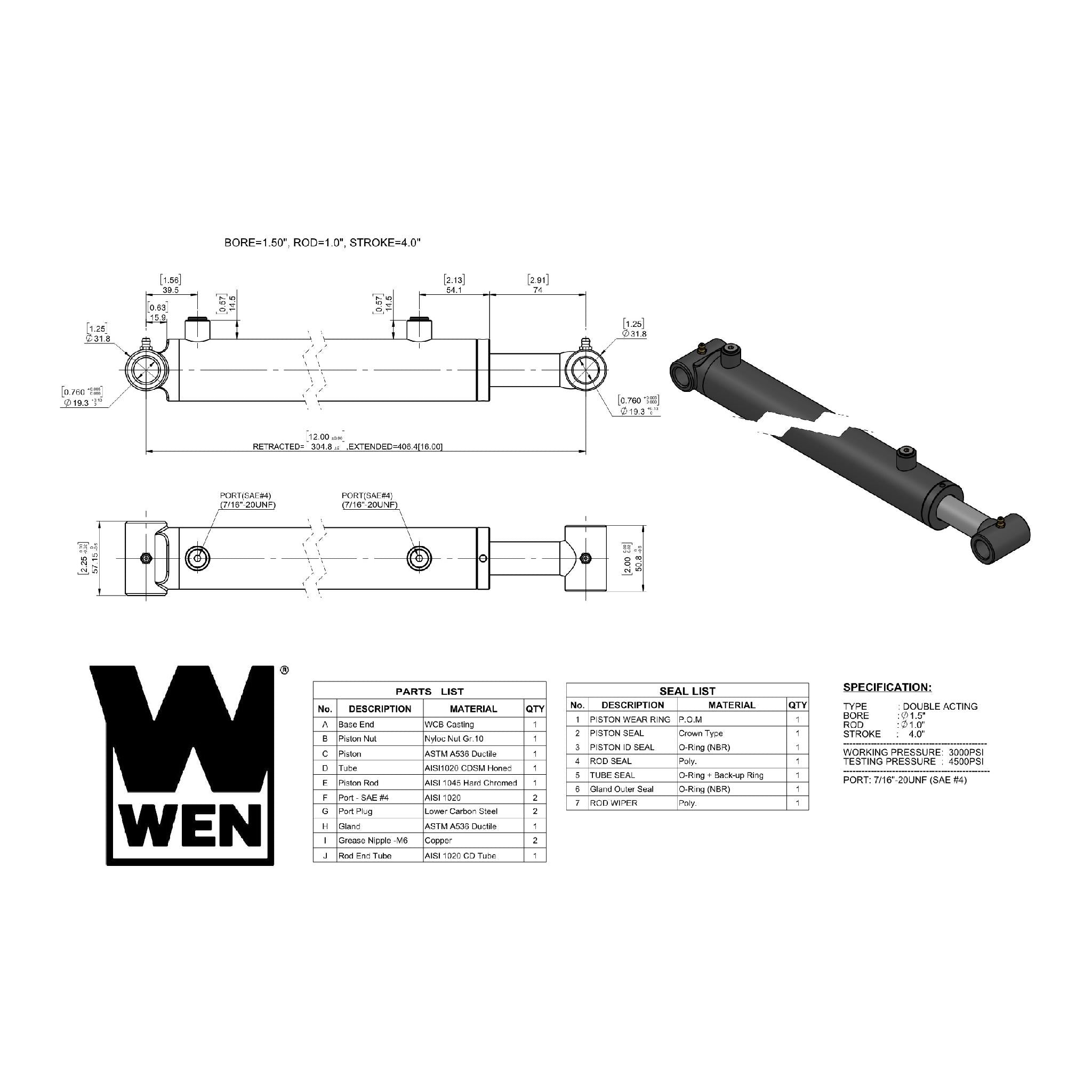 WEN WT1504 Hydraulic Cylinder - 1.5