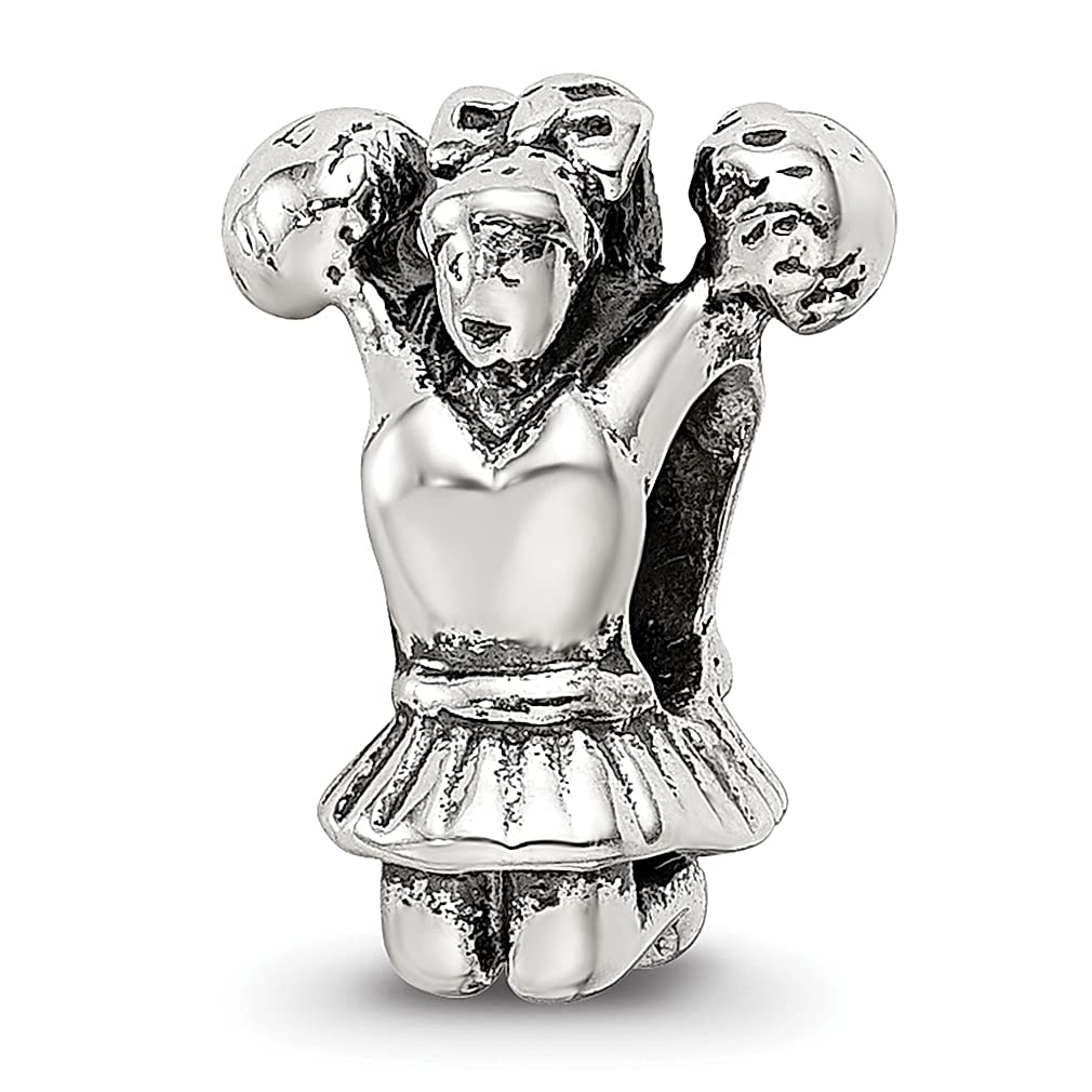 925 Sterling Silver Cheerleader Charm Bead for Bracelet - Sporty Fine Jewelry Gift for Women - Perfect for Cheerleading, Gifts, and Everyday Wear