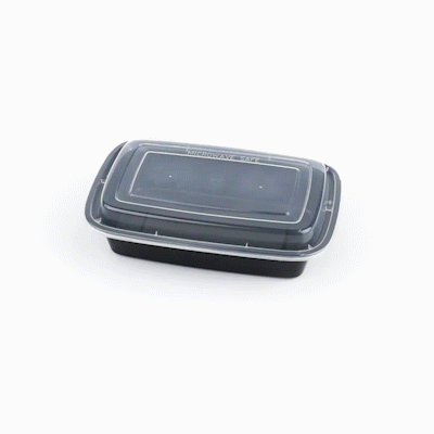 24 oz Black Rectangle Plastic Food Storage Containers with Clear Lids - 50 Pack, Microwave Safe To-Go Boxes (8
