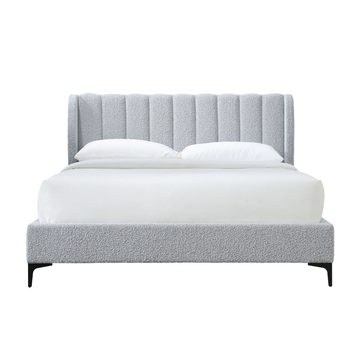 Luxury Georgia Boucle King Size Bed Frame - Elegant Upholstered Headboard for Master Bedroom & Guest Room Decor