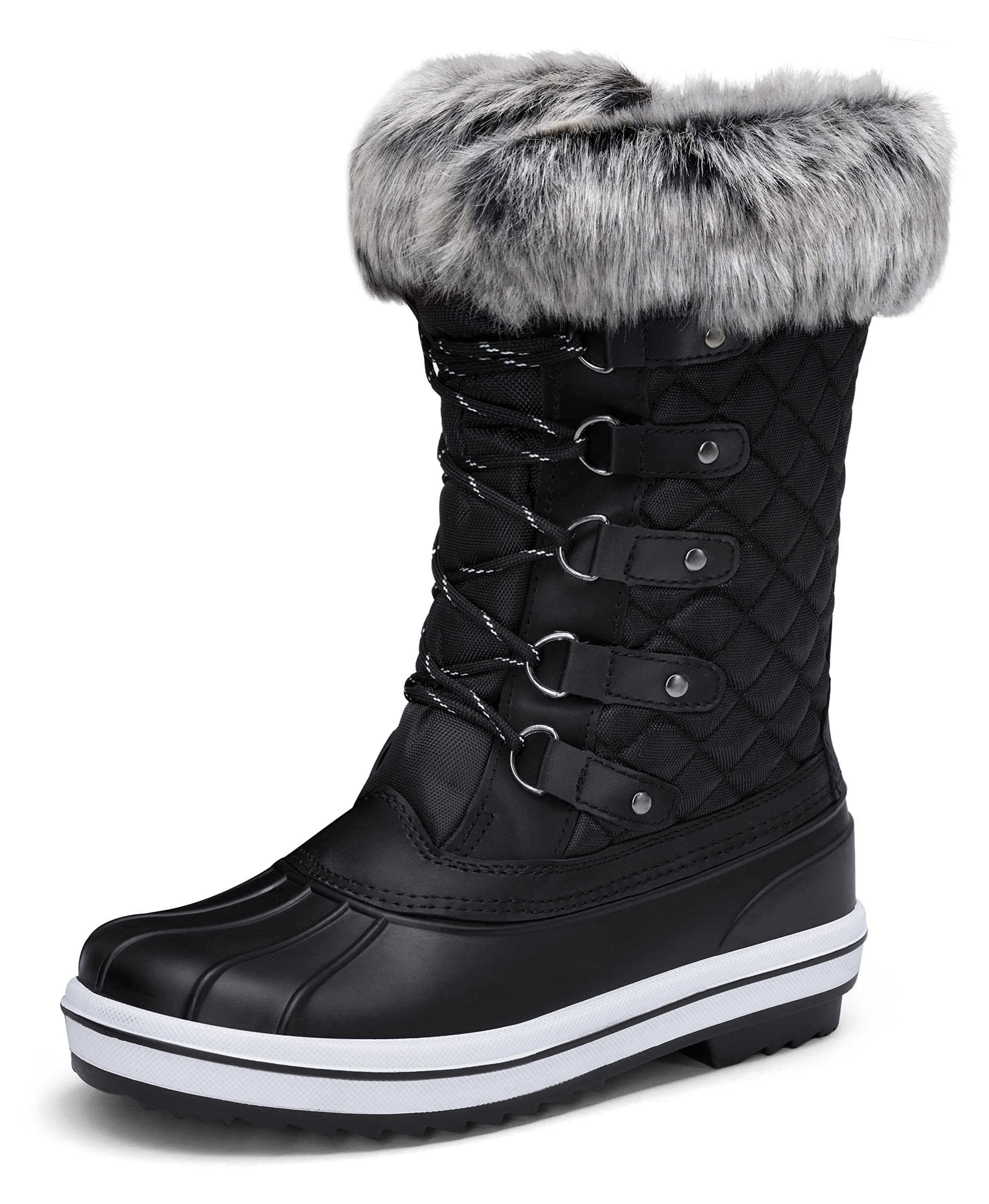 Vepose Women's 970A/971A Waterproof Insulated Mid Calf Snow Boots with Laces & Warm Fur Lining - Perfect for Winter Hiking, Snowy Weather & Cold Climate Outdoor Activities