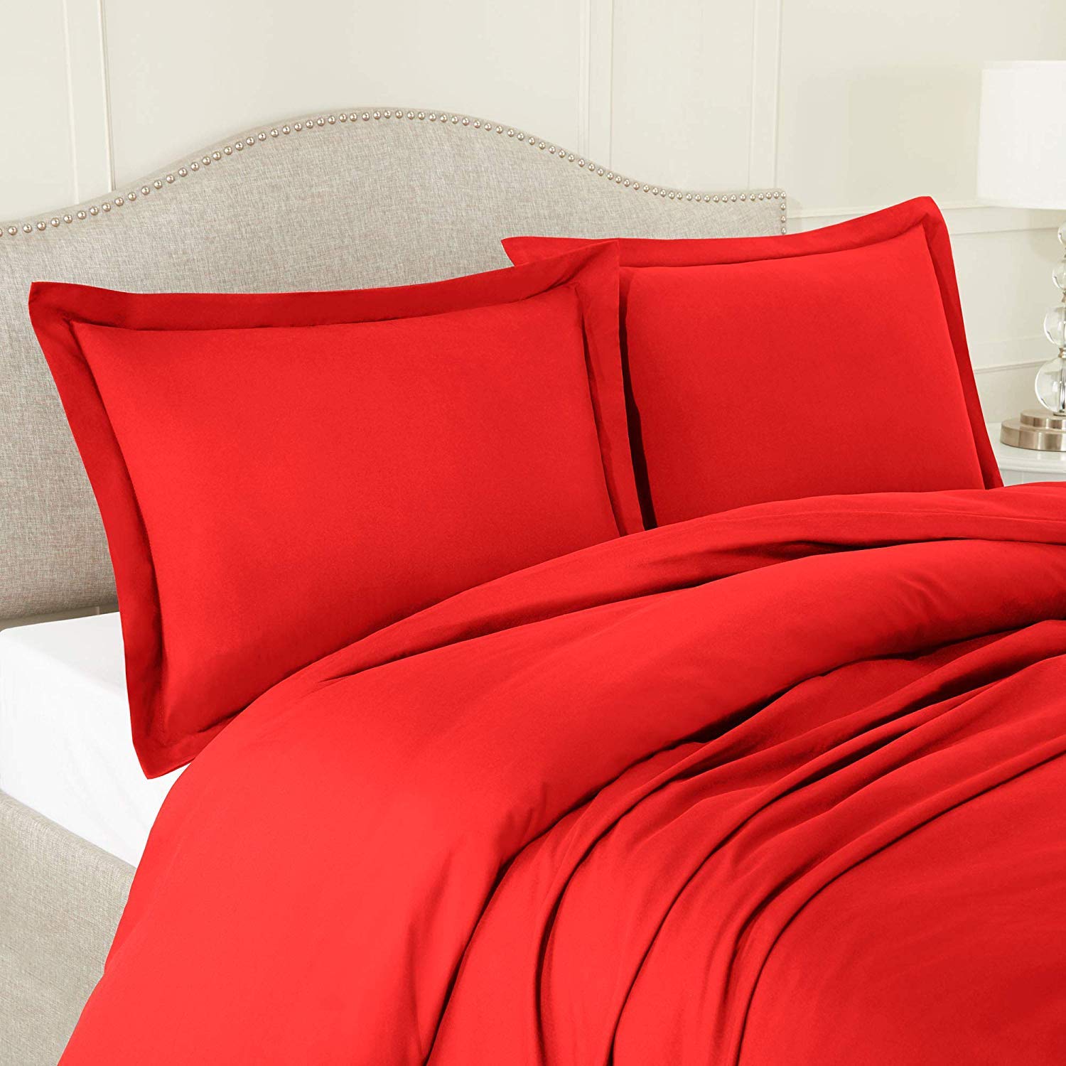Premium 300 GSM Organic Cotton Bedding Set - 2 Piece Duvet Cover & Comforter, 1200 Thread Count (Red, Twin Size) for Cozy Bedroom & Guest Room Decor