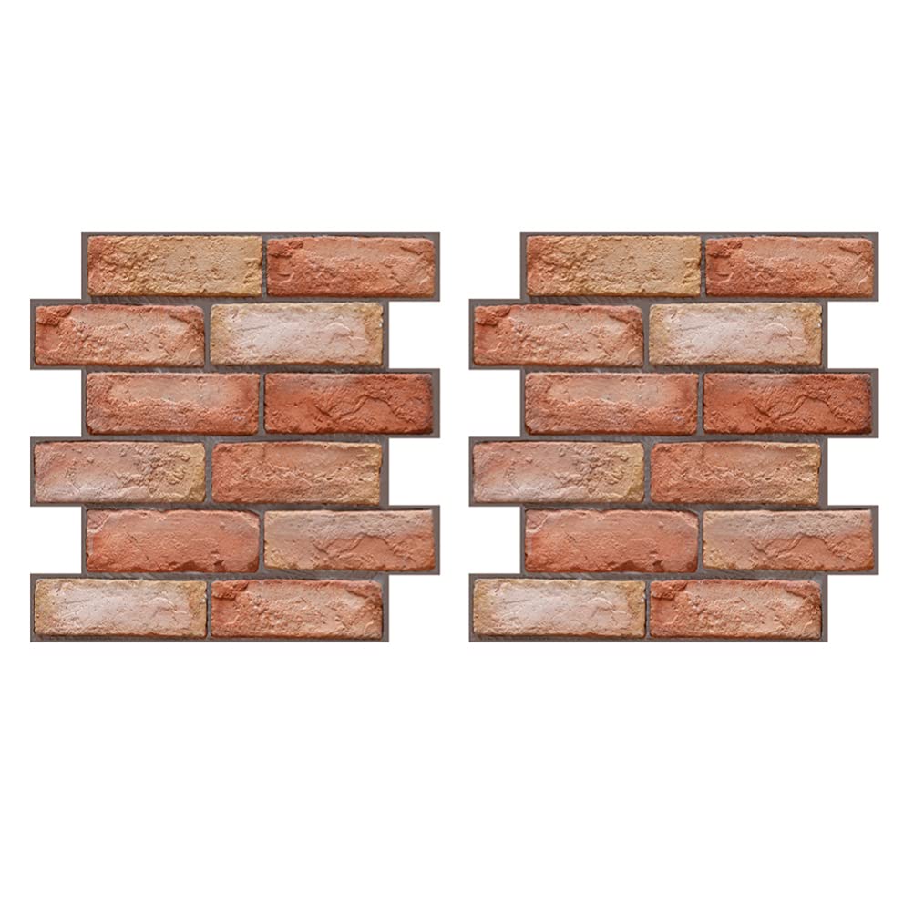 ULTNICE 2Pcs Peel and Stick Brick Wallpaper - 3D Red Brick Backsplash Self-Adhesive Removable Wall Sticker - Easy DIY Home Decor for Kitchen, Bedroom, Office & Living Room Wall Makeover